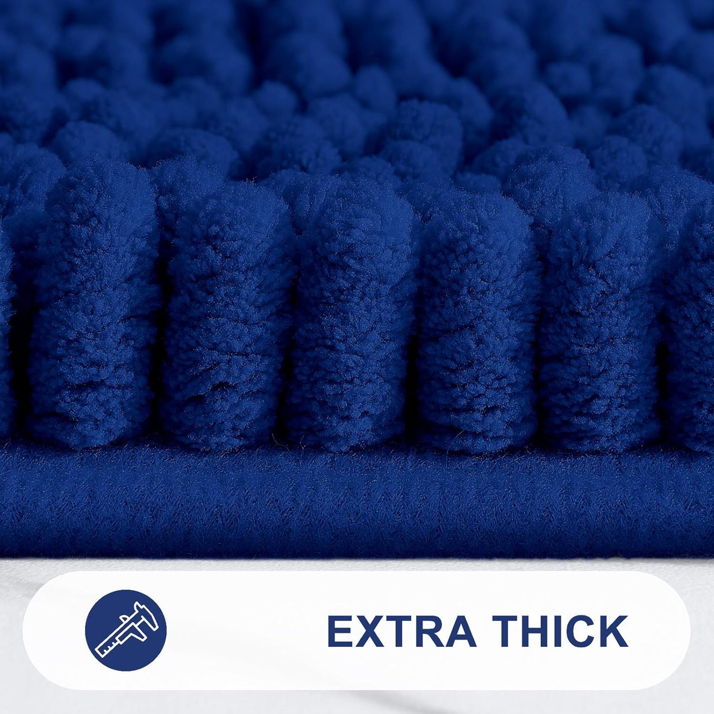 Grandaily Chenille Striped Bathroom Rugs 24x16, Extra Thick and Absorbent Bath Mats, Non-Slip Soft Plush Shaggy Shower Carpet, Machine Wash Dry, Bath Rug for Bathroom, (Small, Royal Blue)