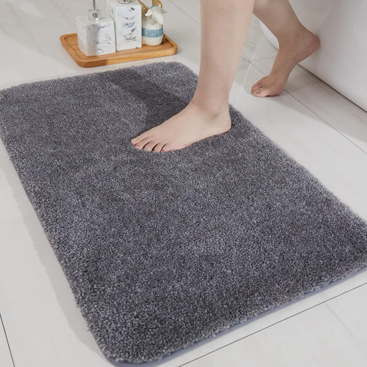COSY HOMEER Bath Rugs for Bathroom Extra Thick - Anti-Slip Bath Mats Soft Plush Yarn Shaggy 100% Strong Mirco Polyeste Mat Living Room Bedroom Mat Floor Water Absorbent(Dark Grey,20x32 - Inches)