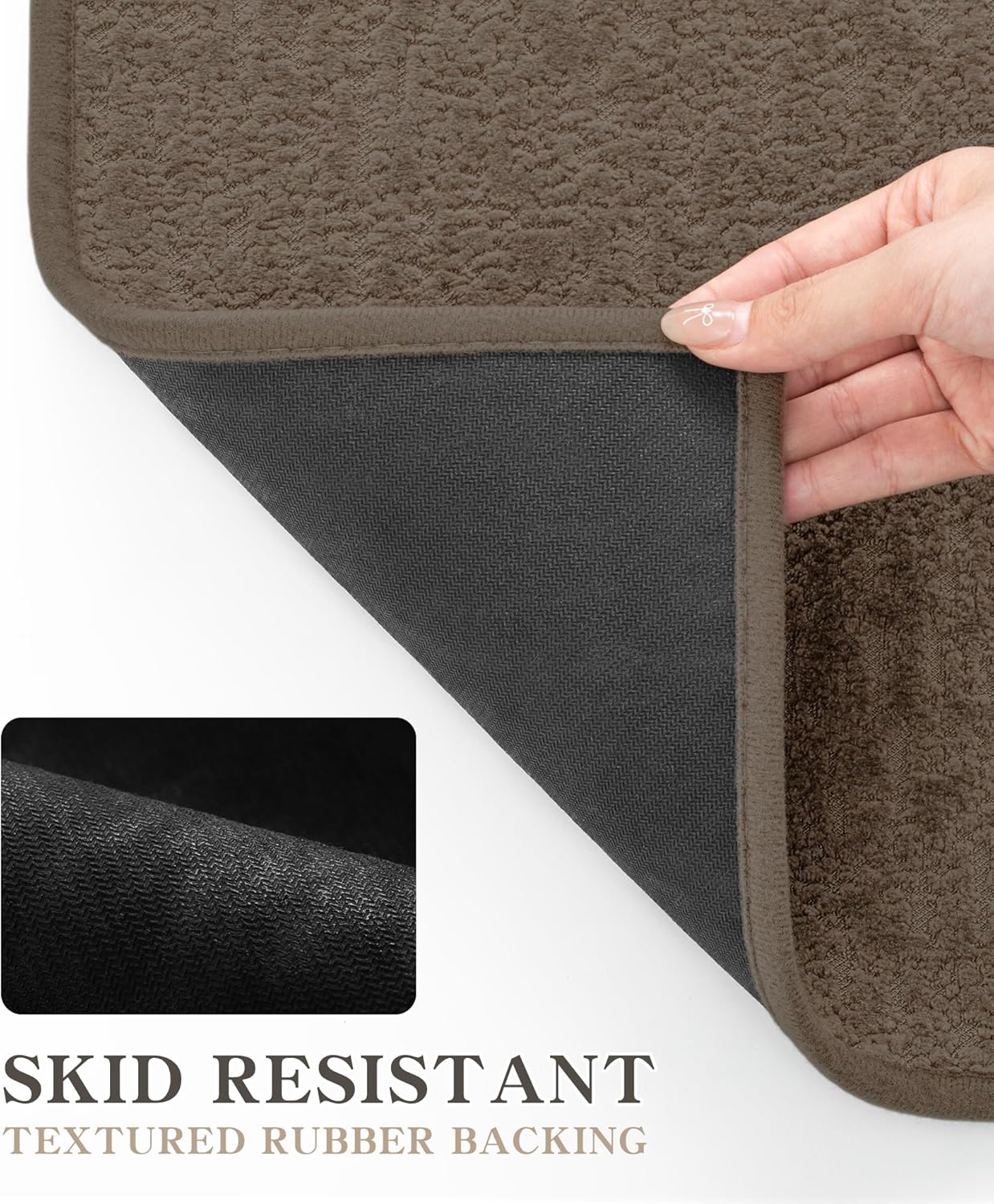 chakme Bathroom Rug Sets 2 Piece, Ultra Thin Bath Mat Quick Dry Bath Mat Set, Absorbent Bath Mat for Bathroom Non Slip Machine Washable, (Coffee, 2 Piece)