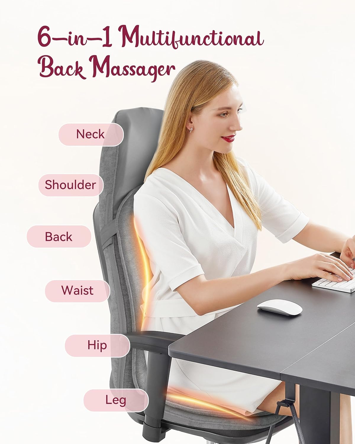 Shiatsu Back and Neck Massager with Heat, Back Massage for Chair, Kneading, Rolling, Vibration, Massage Seat Cushion, Full Body Massage Chair Pad