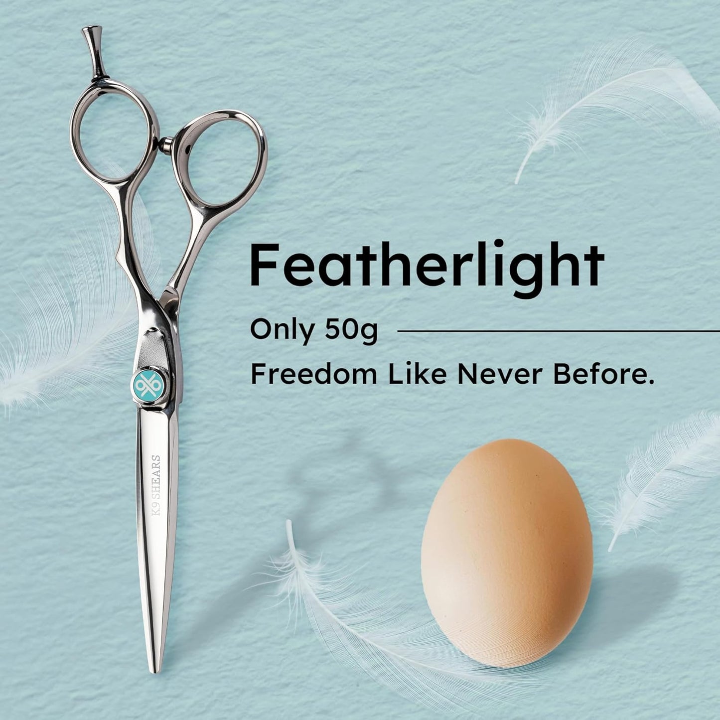 K9 6" Professional Hair Scissors – Barber Shears Made with Premium VG10 Steel, Lightweight, Razor-Sharp, Handcrafted with Ergonomic Handle and Convex Blade for Comfort, Also Great for Home Use