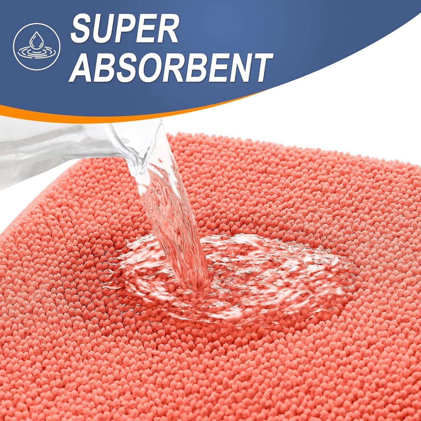 OLANLY Thick Memory Foam Bath Mat Rug 24x16, Extra Soft Absorbent Bathroom Rug, Quick Dry Bath Mats, Non-Slip, Machine Washable Carpet for Bathroom, Tub and Shower, Home Decor Accessories, Coral