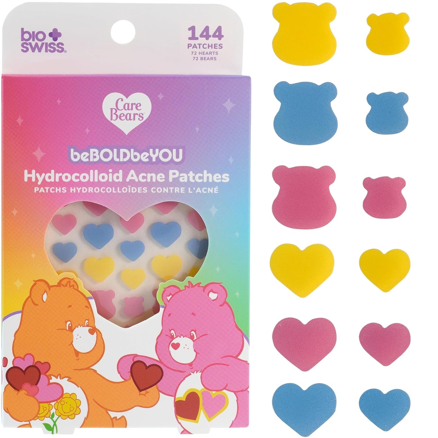 BioSwiss Care Bears Pimple Patches, Hydrocolloid Acne Patch for Zits and Blemishes, Face and Skin Stickers, 144 Count
