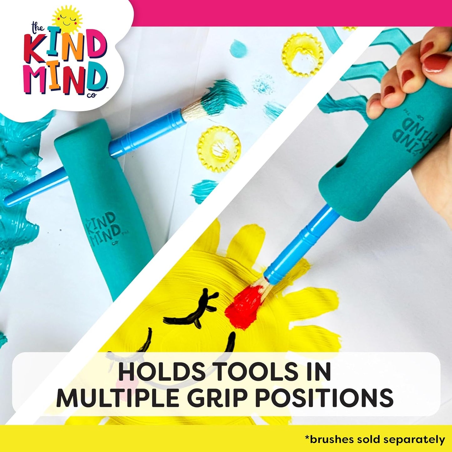 Adaptive Foam Grip Set - The Kind Mind Company™. Adaptive Art Tools, Accessibility Aid for Kids & Adults, Mobility Aid for Painting, Drawing, Crafts - Assorted Sizes, 3-Pack