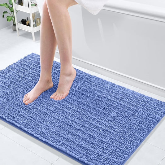 Arotive Luxury Chenille Bathroom Rug Mat, Extra Soft Thick Absorbent Shaggy Bath Rugs, Non-Slip Machine Wash Dry, Plush Bath Mats for Bathroom, Shower and Tub, 47x24, Cornflower Blue