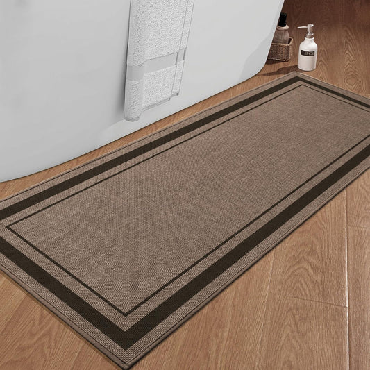 chakme Bathroom Rugs Mat 59x24, Ultra Thin Non Slip Bath Mat Large Quick Dry Absorbent Bath Mat for Bathroom Floor, (Dark Beige, 59"x24")