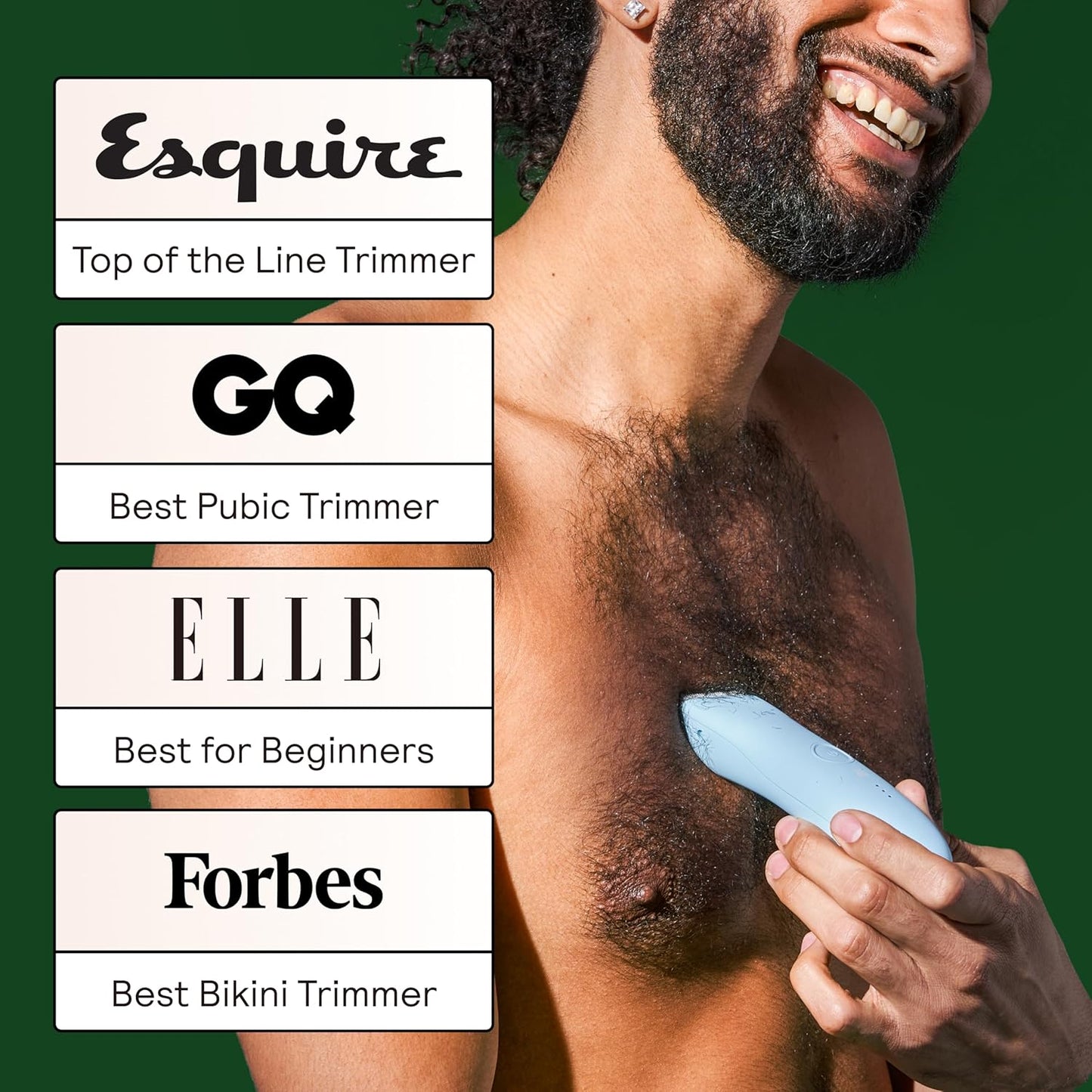 MERIDIAN The Trimmer Original - Body Hair Trimmer for Men, Electric Shaver for Pubic Hair, Chest, Legs & Bikini, Waterproof & Rechargeable, Sky