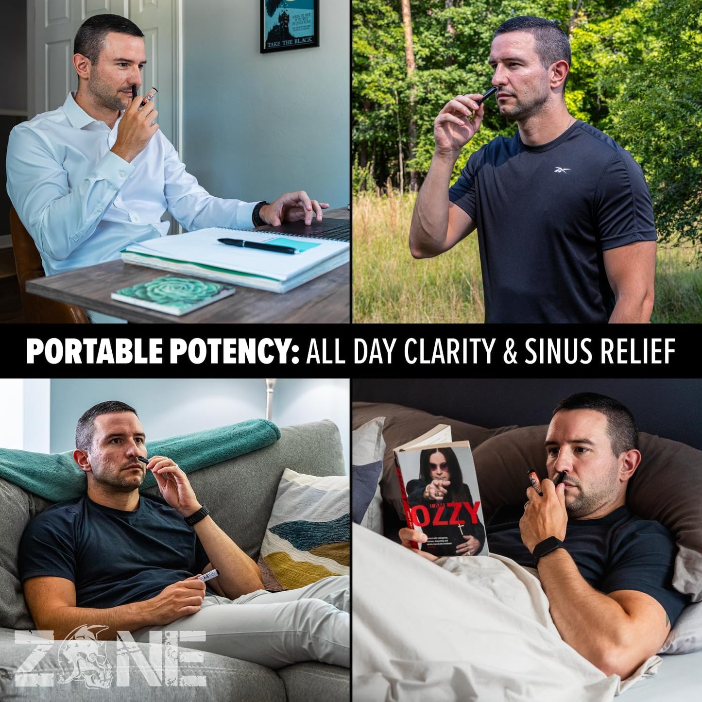 Zone Essential Oil Nasal Stick – Natural Mood Boosting Ingredients - Ultra Cool Refreshing Sensation, Made in USA (Essential Oils and Menthol) (Spearmint 3 Pack)