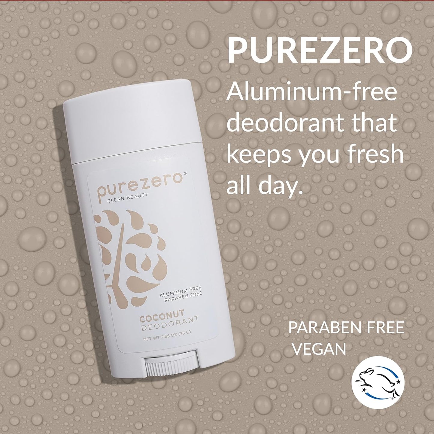 Purezero Deodorant | COCONUT | Aluminum & Paraben Free with Baking Soda and 24-Hour Odor Protection | For Women & Men | Infused with Shea Butter & Coconut Oil (2 Pack)