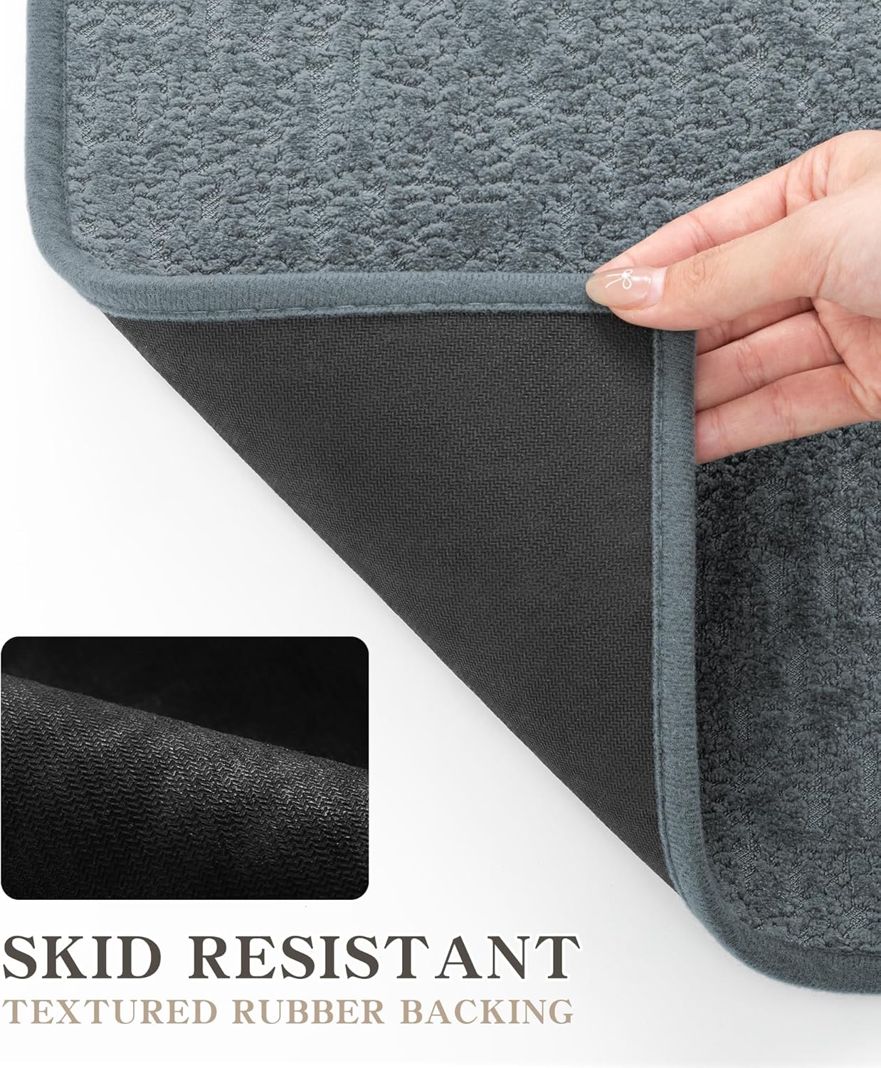 chakme Bathroom Rugs Mat U-Shaped 24x17, Ultra Thin Non Slip Bath Mat Small Quick Dry Absorbent Bath Mat for Bathroom Floor, (Light Blue, U-24"x17")