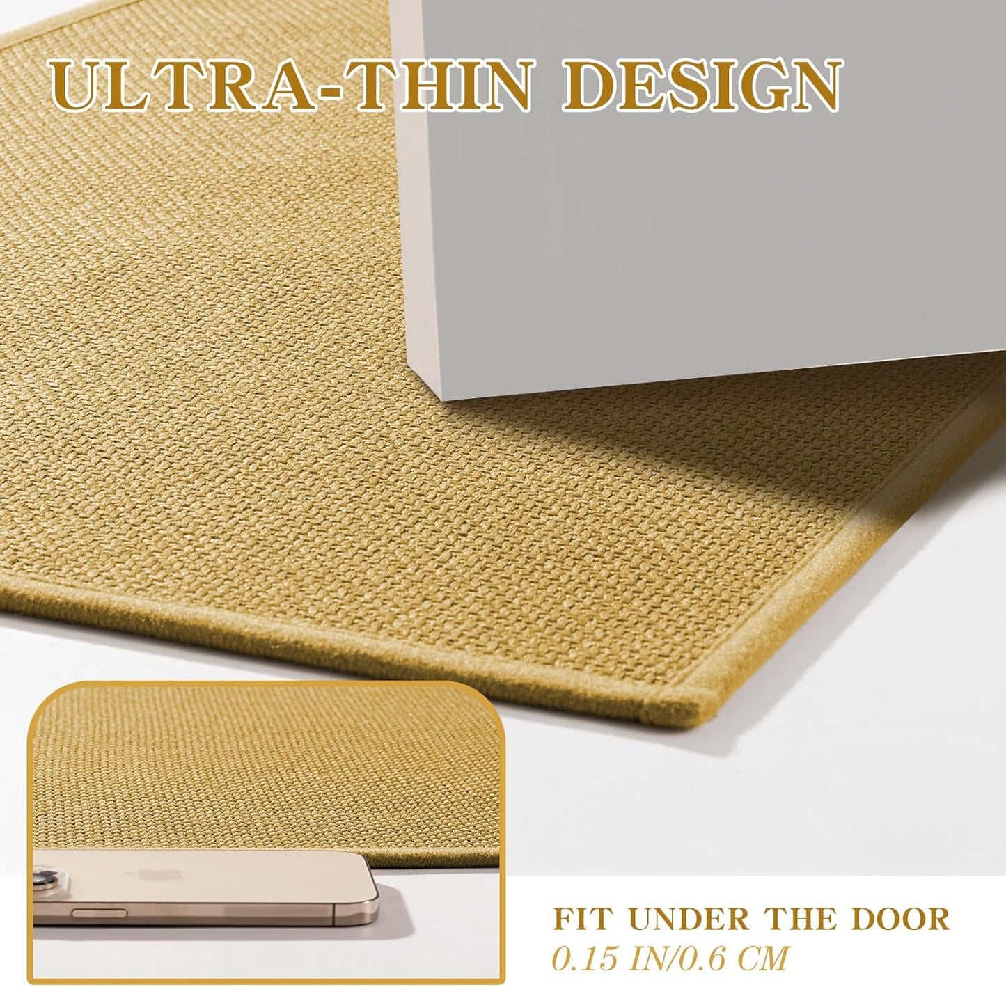 chakme Bathroom Rugs Mat 32x17, Ultra Thin Non Slip Bath Mat Quick Dry Absorbent Bath Mat for Bathroom Floor, (Yellow, 32"x17")