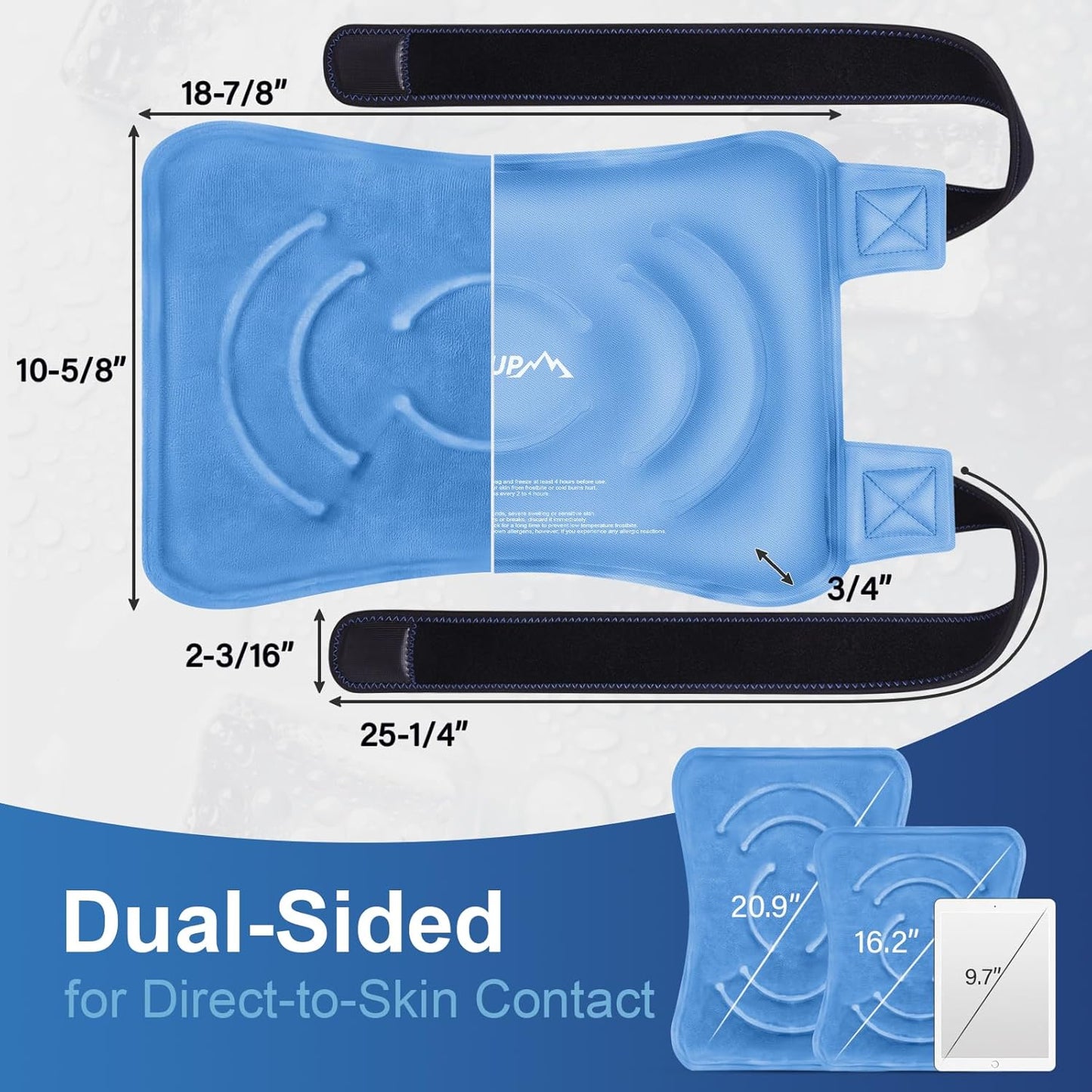 APEXUP Ice Pack for Knee Pain Relief, Large Reusable Wrap After Surgery, Flexible Gel Cold Pack for Injuries, Pain Relief for Back, Shoulder, Elbow, Ankle and Leg (Blue, XXL, 1PK)