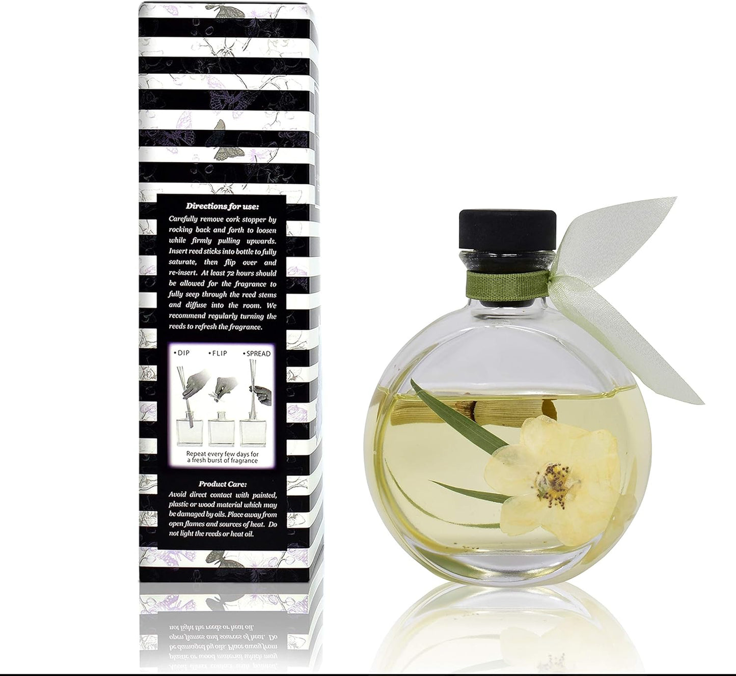 LOVSPA Reed Diffuser Set, Bamboo Jasmine Scented Oil Diffuser with Sticks, Home Fragrance Accessories for Bathroom Shelf Decor, Aroma Diffusers for Home or Office Desk, USA Made