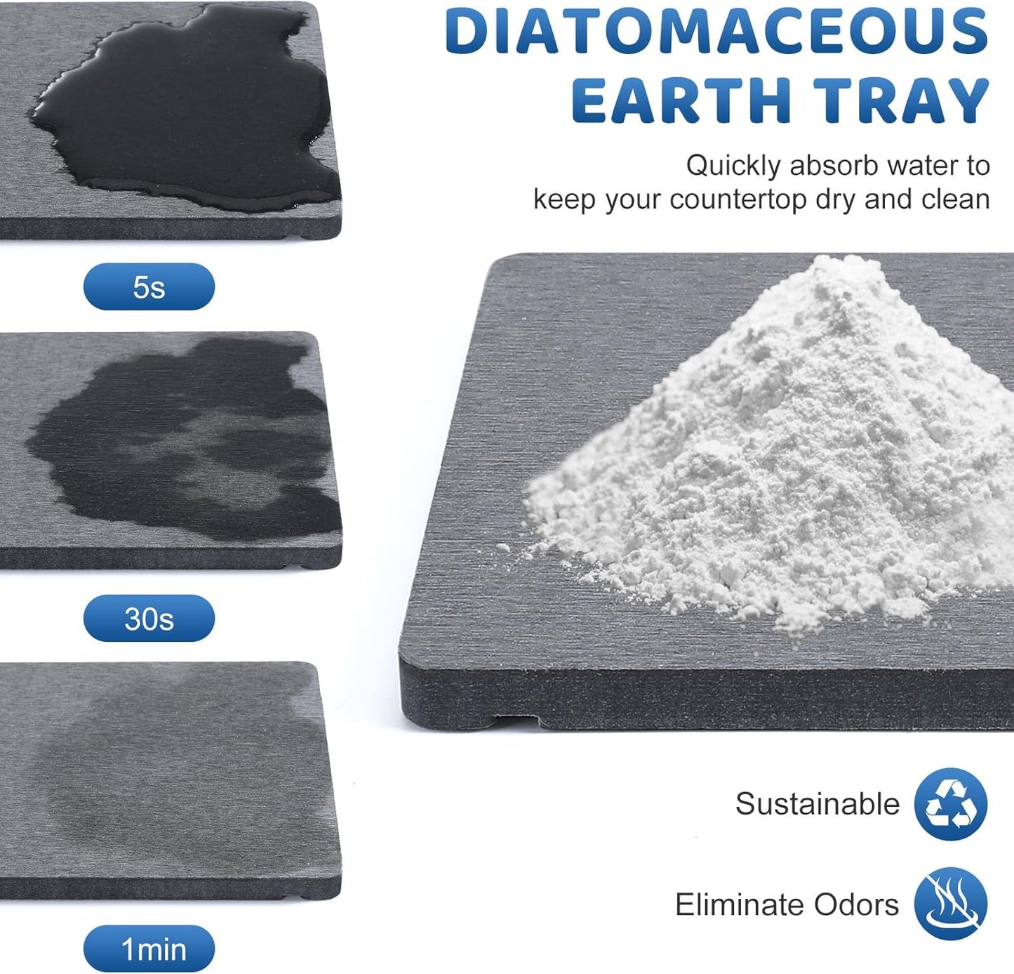 Luxspire Toothbrush Holders, 5 Slots Bathroom Counter Organizer with Diatomaceous Earth Tray, Stainless Steel Toothbrush Holder for Bathroom Kitchen Dressers Accessories, Black