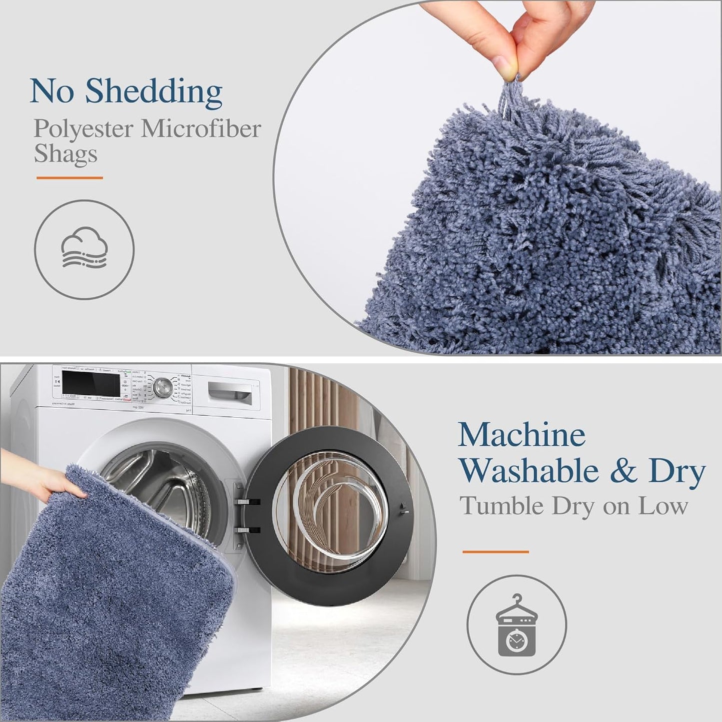 Walensee Large Bathroom Rug (24 x 60, Blue) Extra Soft and Absorbent Shaggy Bath Mat Machine Washable Microfiber Non Slip Luxury Floor Mat