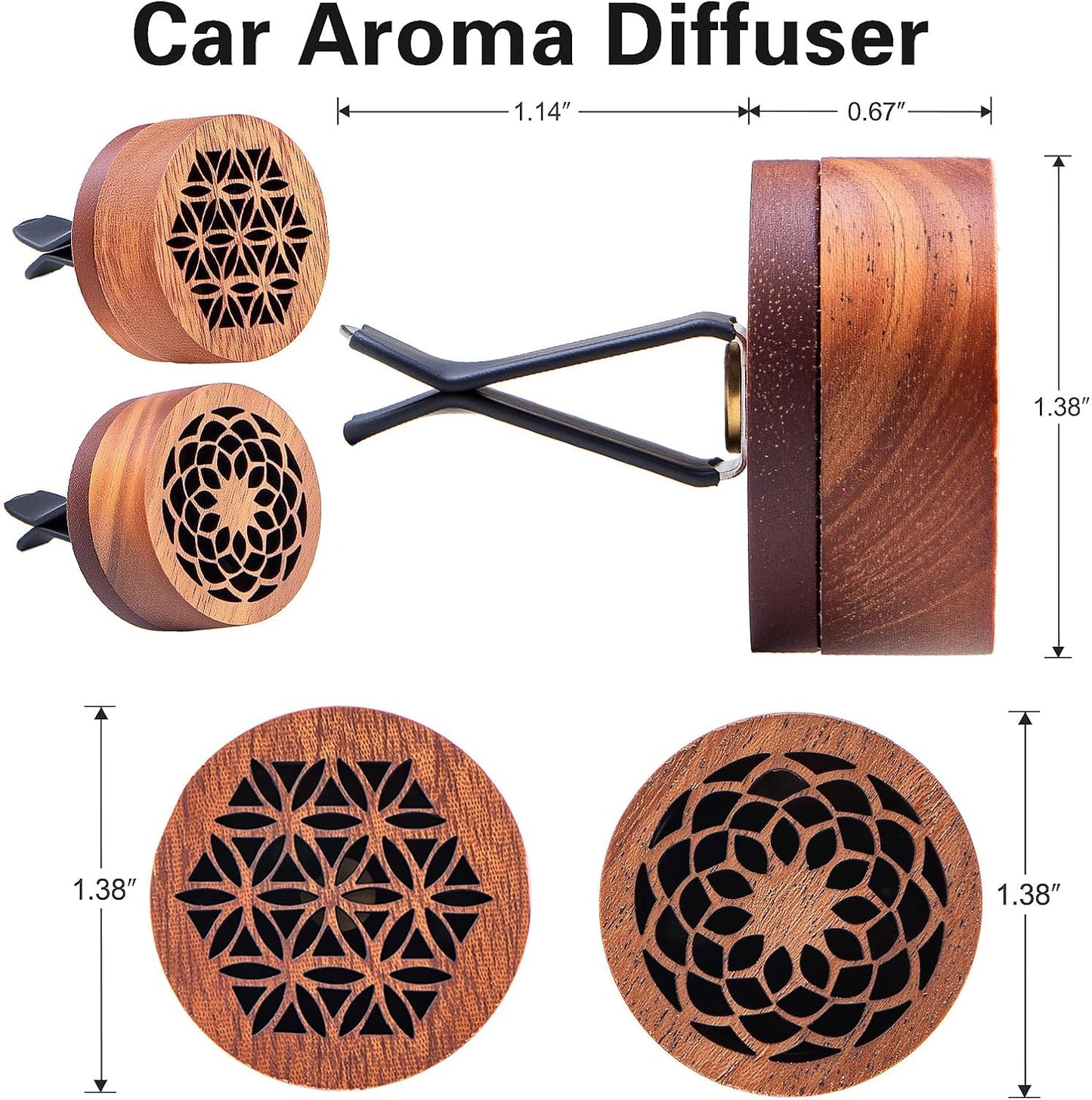 3 Pcs Lava Rock Essential Oil Diffusers -1 Spherical Lava Stone Passive Diffuser and 2 Wooden Car Diffusers for Essential Oils, Passive Diffuser for Sauna Room, Home, Office, Bedroom, Bathroom, Car