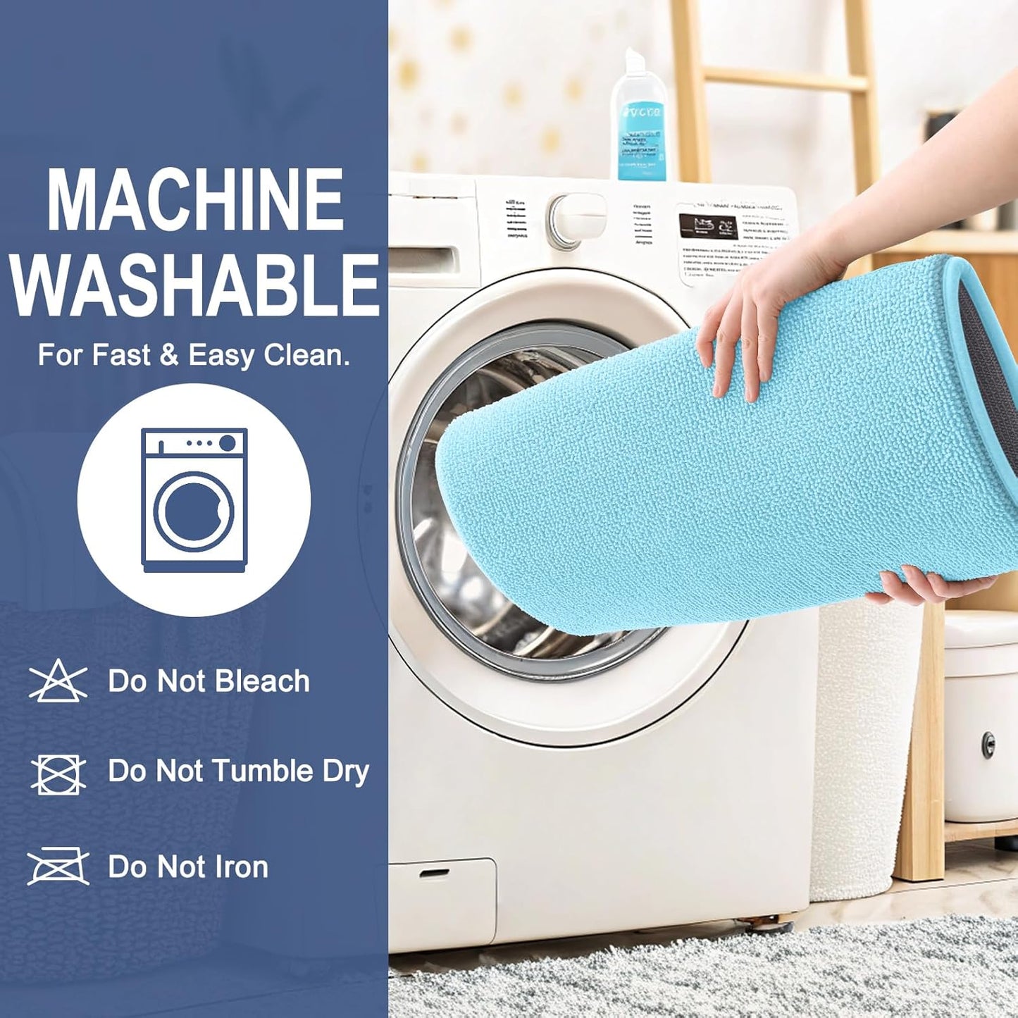 OLANLY Thick Memory Foam Bath Mat Rug 24x16, Extra Soft Absorbent Bathroom Rug, Quick Dry Bath Mats, Non-Slip, Machine Washable Carpet for Bathroom, Tub and Shower, Home Decor Accessories, Sky Blue