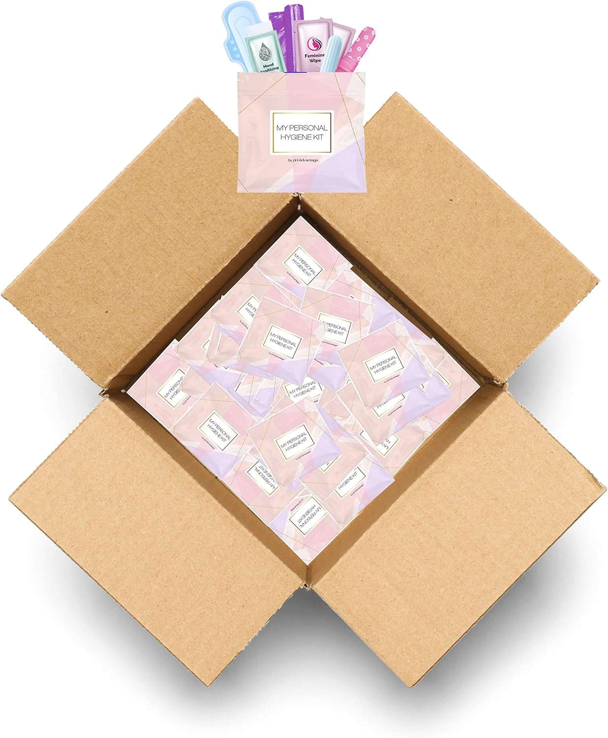 Light Rose Style Menstrual Kit All-in-One 60 Pack | Convenience on The Go | Period Kit Pack for Travelling, Tweens & Teenagers or just When You’re Out | Individually Wrapped Feminine Hygiene Product