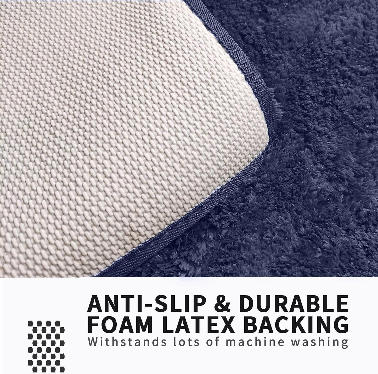 FIFU Bathroom Rugs 17" W x 24" L, Bath Mat for Bathroom, Bedroom, Laundry Room & Kitchen, Non-Slip Rubber Latex Backing, Extra Soft and Absorbent Microfiber Carpet, Machine Washable Rug, Navy Blue