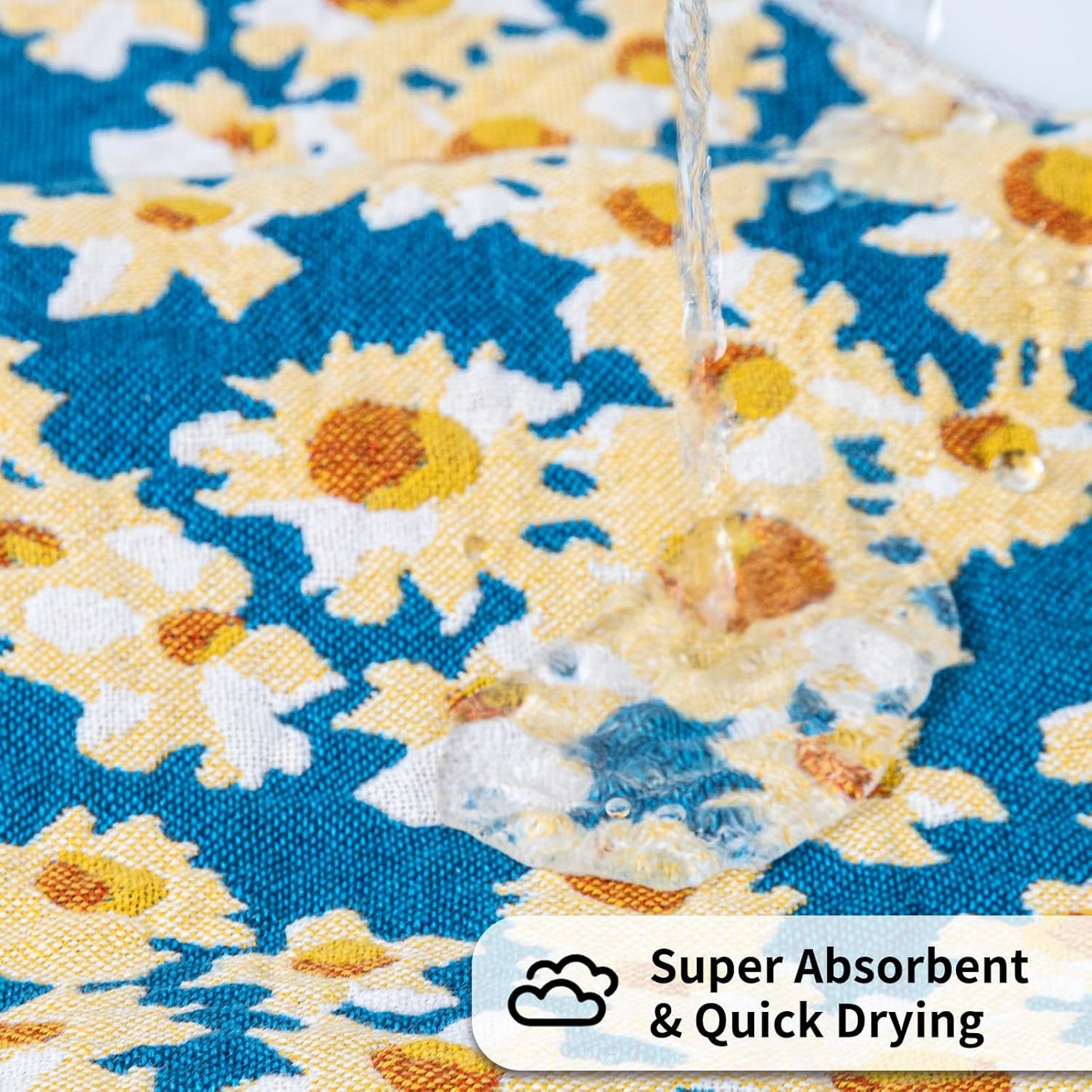 Bath Towels Set, Soft & Thick & Absorbent & Quick Dry, Hotel Towels for Bathroom Luxury, Beach Towel (Floral Dark Cyan, 2 Bath Towels+4 Hand Towels)