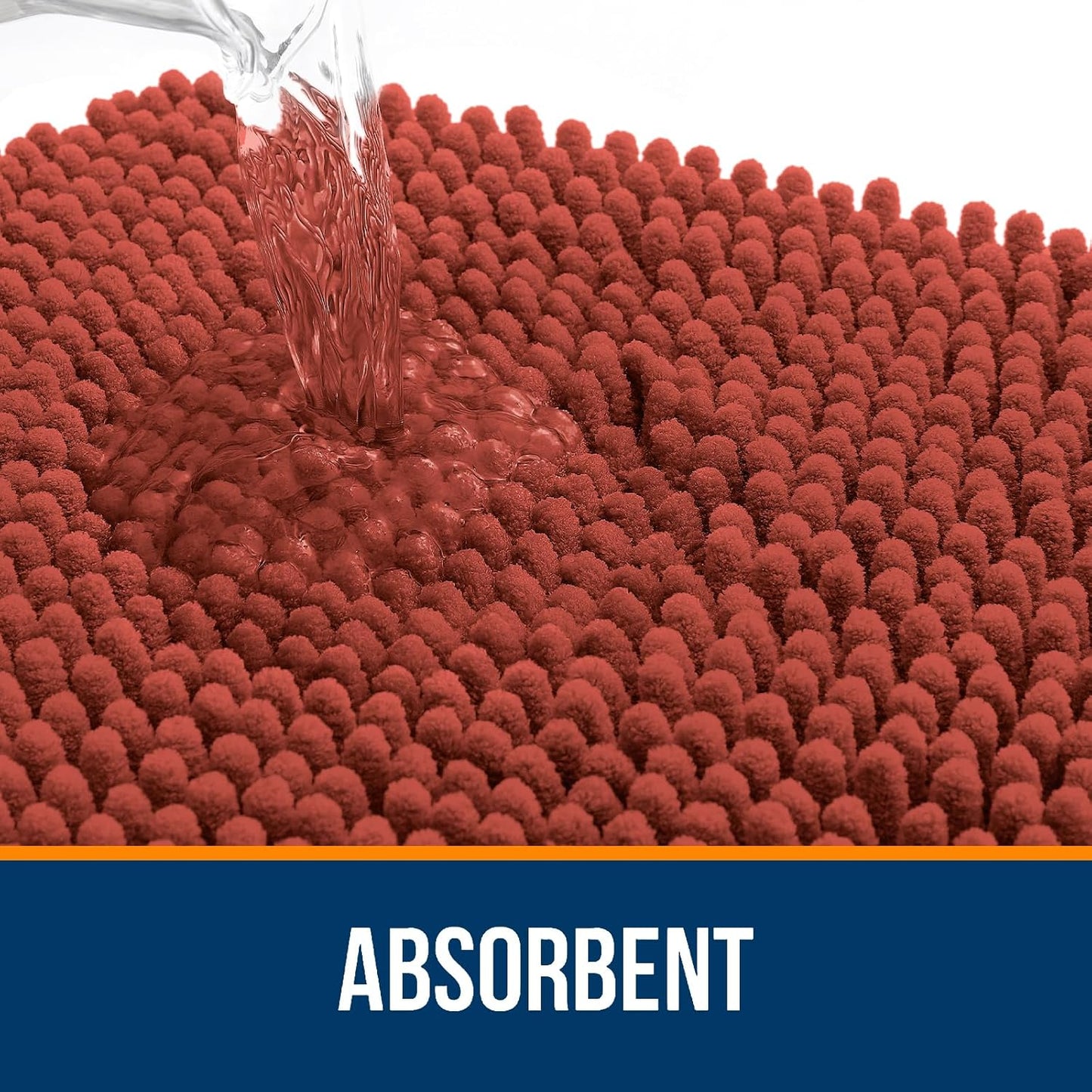 OLANLY Bathroom Rugs 44x24, Extra Soft Absorbent Chenille Bath Rugs, Rubber Backing Quick Dry, Machine Washable Bath Mats for Bathroom Floor, Tub and Shower, Home Decor Accessories, Rustic Terracotta