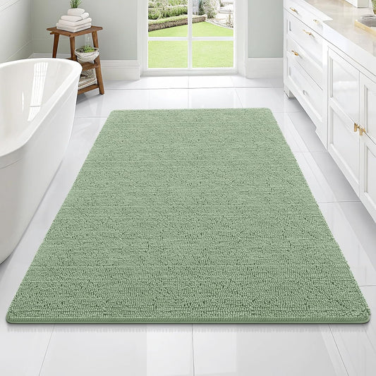 OLANLY Bathroom Rugs 70x46, Extra Soft Absorbent Chenille Bath Rugs, Rubber Backing Quick Dry, Machine Washable Bath Mats for Bathroom Floor, Tub and Shower, Home Decor Accessories, Sage Green