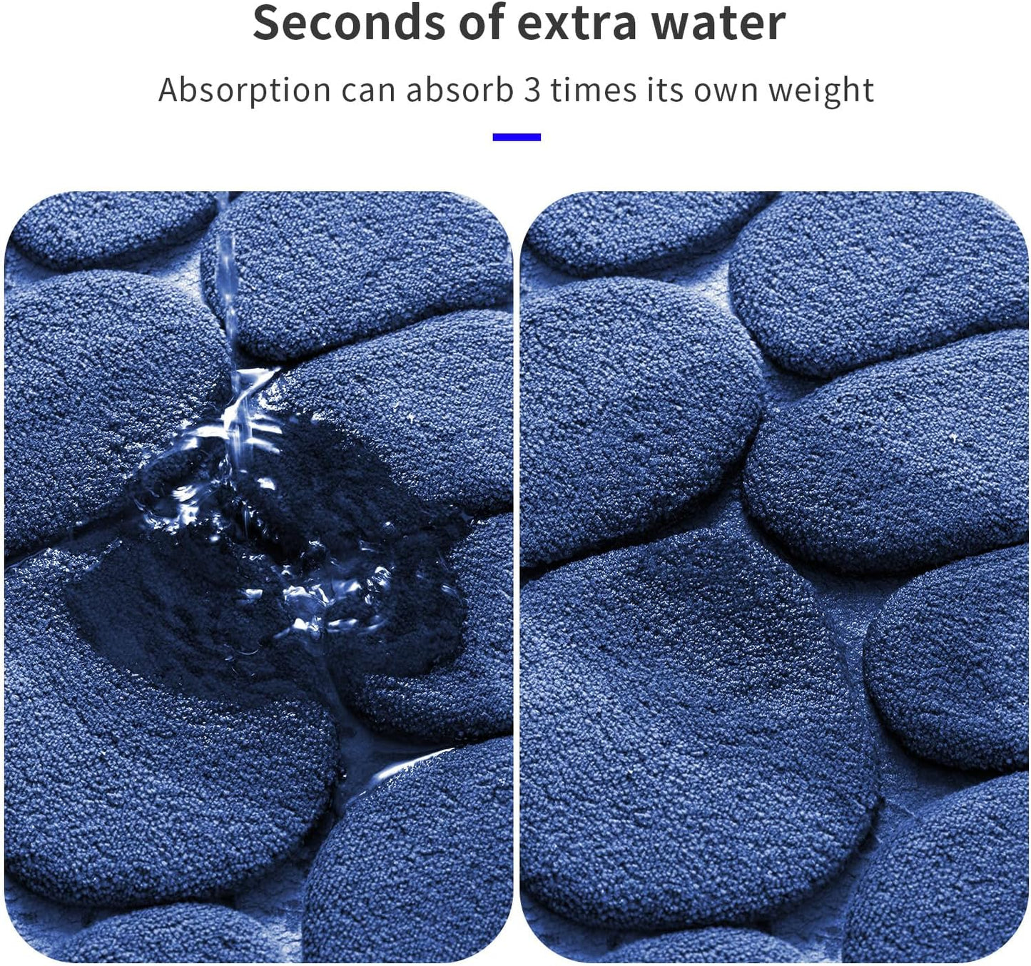 YIHOUSE Memory Foam Bath Mat Cobblestone Bathroom Rugs Super Water Absorbent Bath Mats for Bathroom Machine Washable Bath Rugs(20 x 24,Dark Blue)