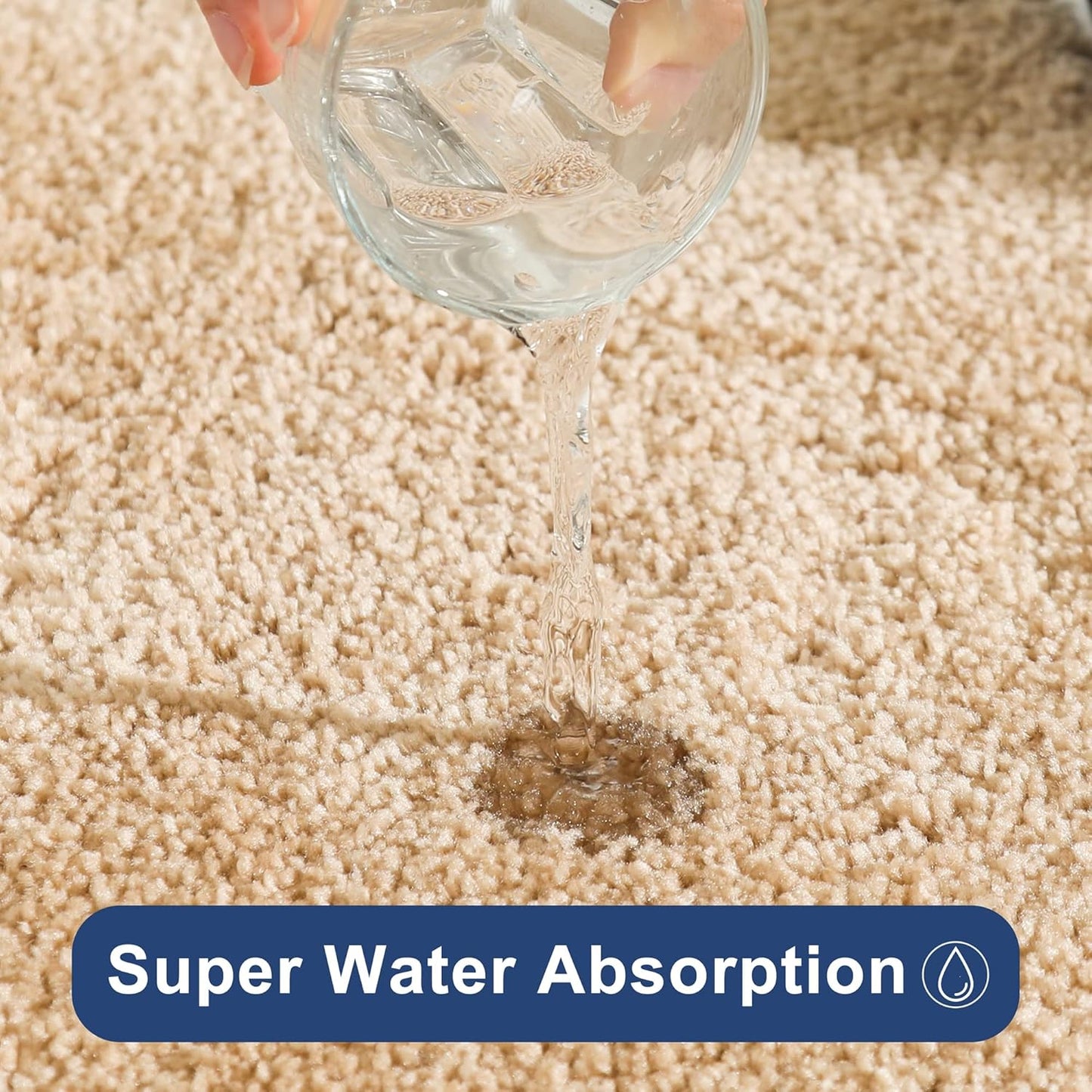 COSY HOMEER Bath Rugs for Bathroom Extra Thick - Anti-Slip Bath Mats Soft Plush Yarn Shaggy 100% Strong Mirco Polyeste Mat Living Room Bedroom Mat Floor Water Absorbent(Beige,24x48 - Inches)