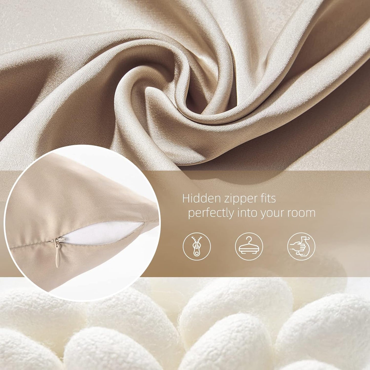 Silk Pillowcase for Hair and Skin Mulberry Silk Pillowcase Soft Breathable Smooth Both Sided Natural Silk Pillowcase with Zipper Beauty Sleep Silk Pillow Case 1 Pack for Gift (Queen, Champagne)