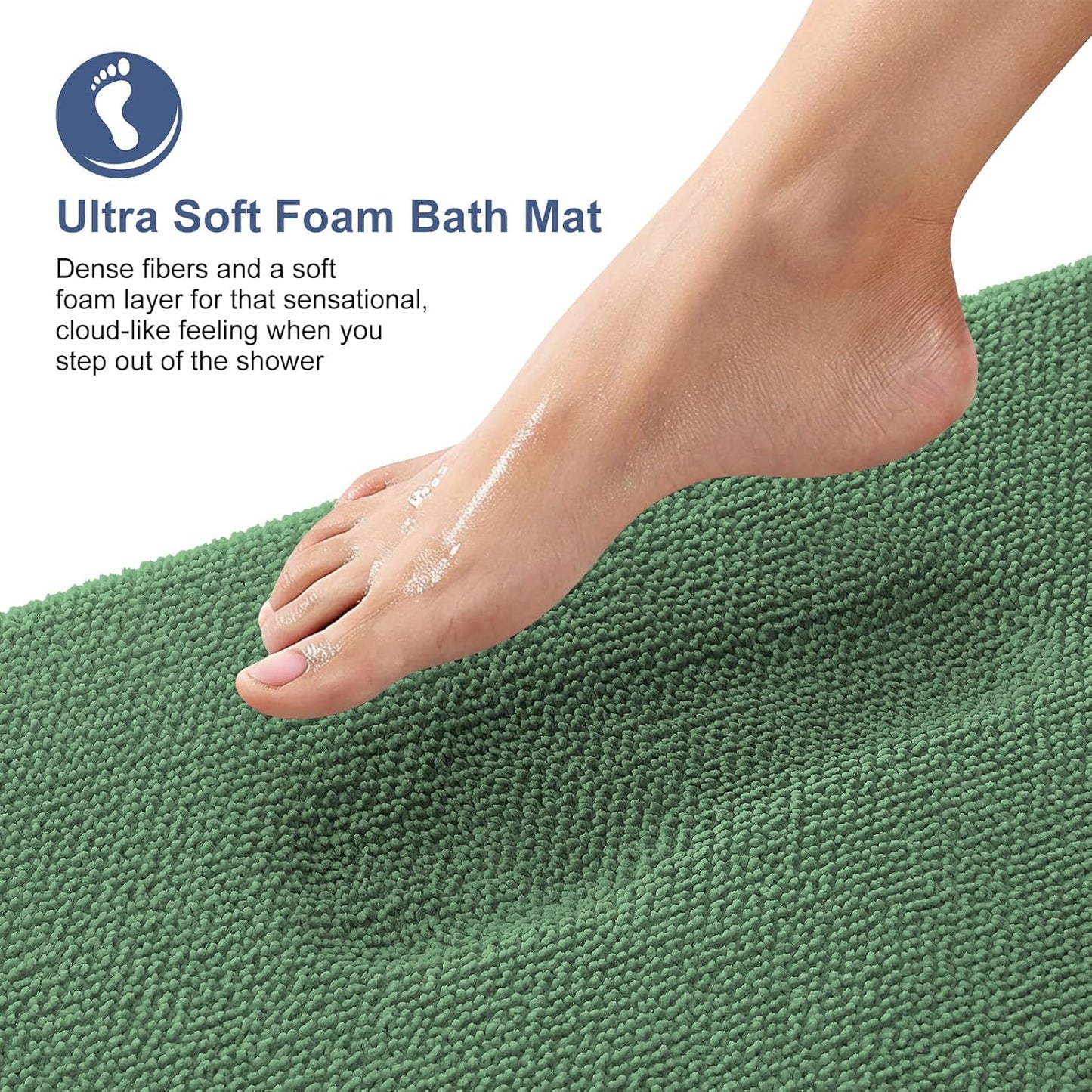 OLANLY Thick Memory Foam Bath Mat Rug 30x20, Extra Soft Absorbent Bathroom Rug, Quick Dry Bath Mats, Non-Slip, Machine Washable Carpet for Bathroom, Tub and Shower, Home Decor Accessories, Olive Green