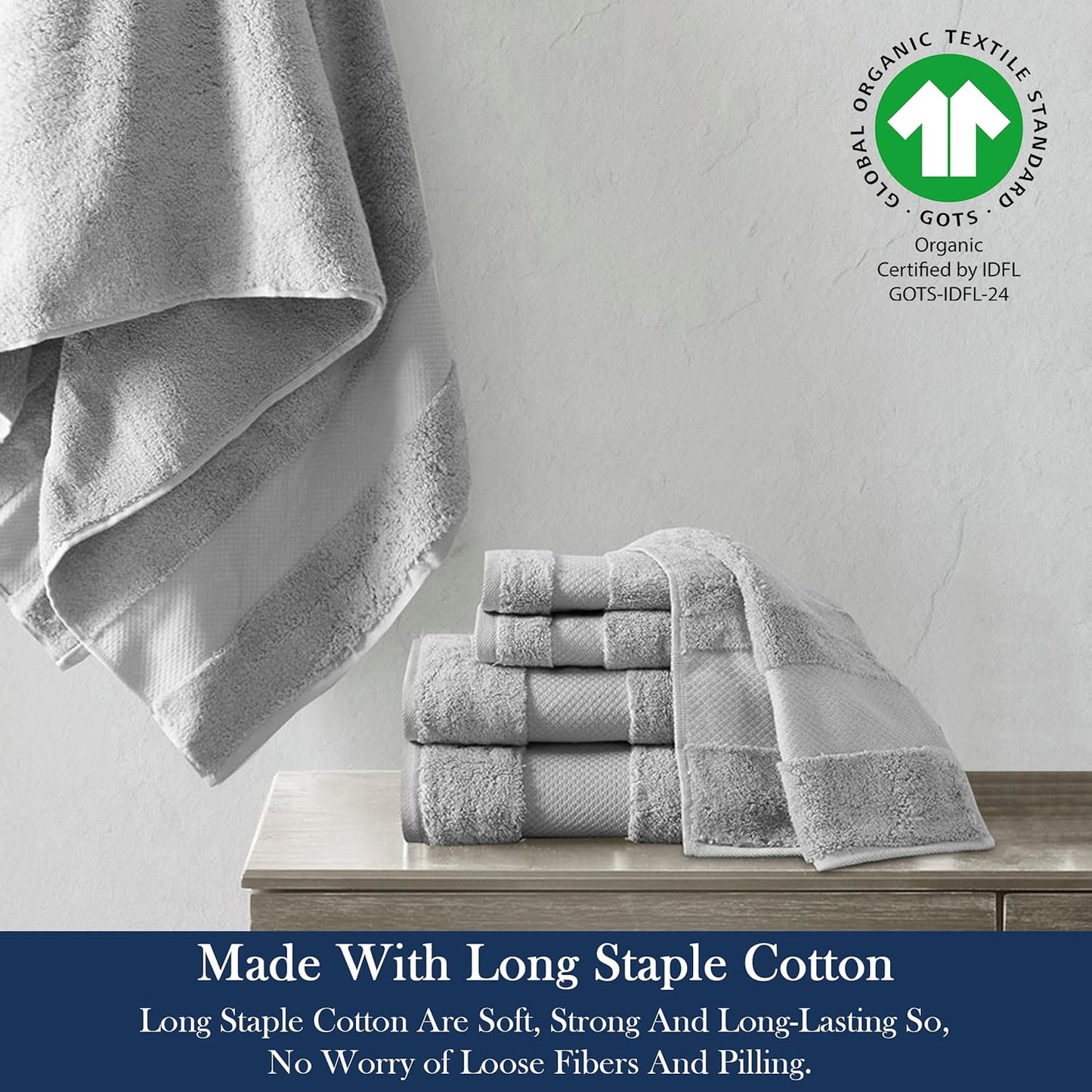Delara Organic Cotton Luxuriously Plush Bath Towel 33 Piece Set|GOTS & Oeko-TEX Certified|Premium Hotel Quality Towels|Feather Touch Technology|650 GSM Long Staple|Soft, Quick Dry & Ultra-Absorbent