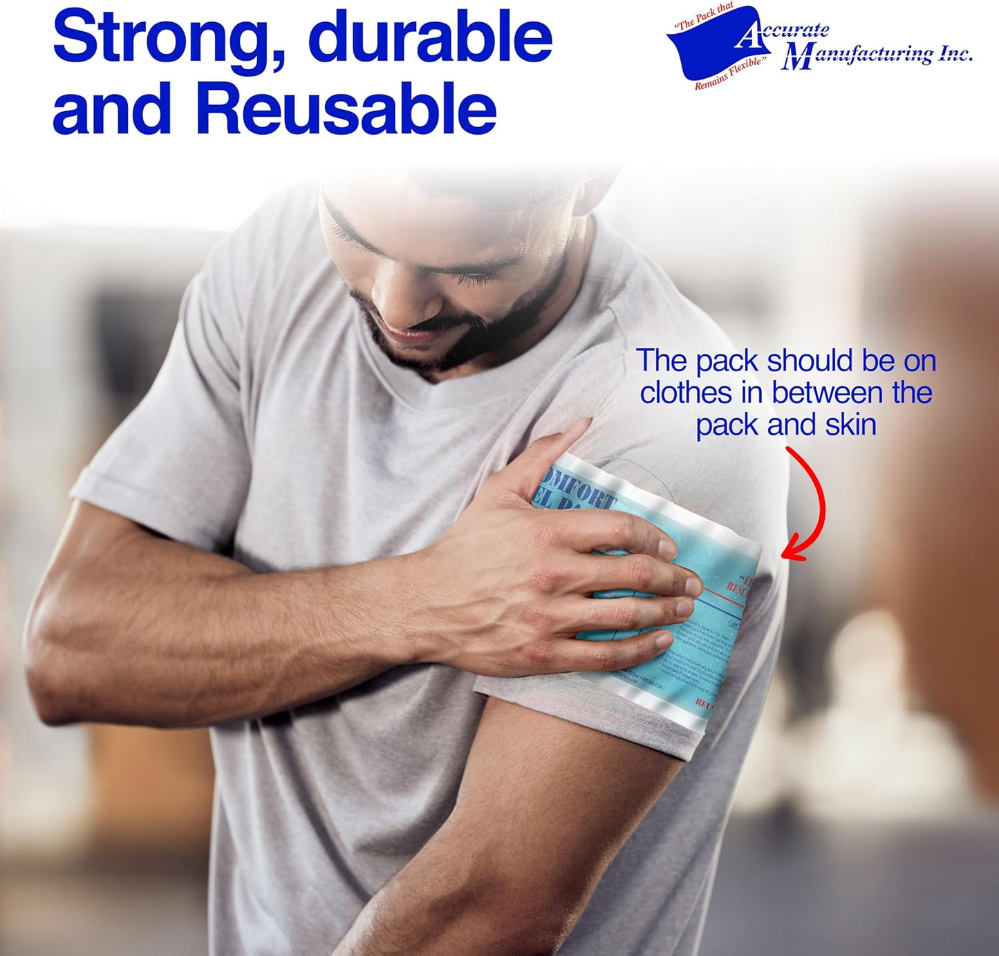 Flexible Reusable Gel Packs for Neck, Wrist, Arm, Back and Shoulder Pain Relief - Versatile Hot or Cold Gel Packs for Injuries, Sore Muscles or Toothache Pain Relief, Blue, 5" x 18", 2 Pack