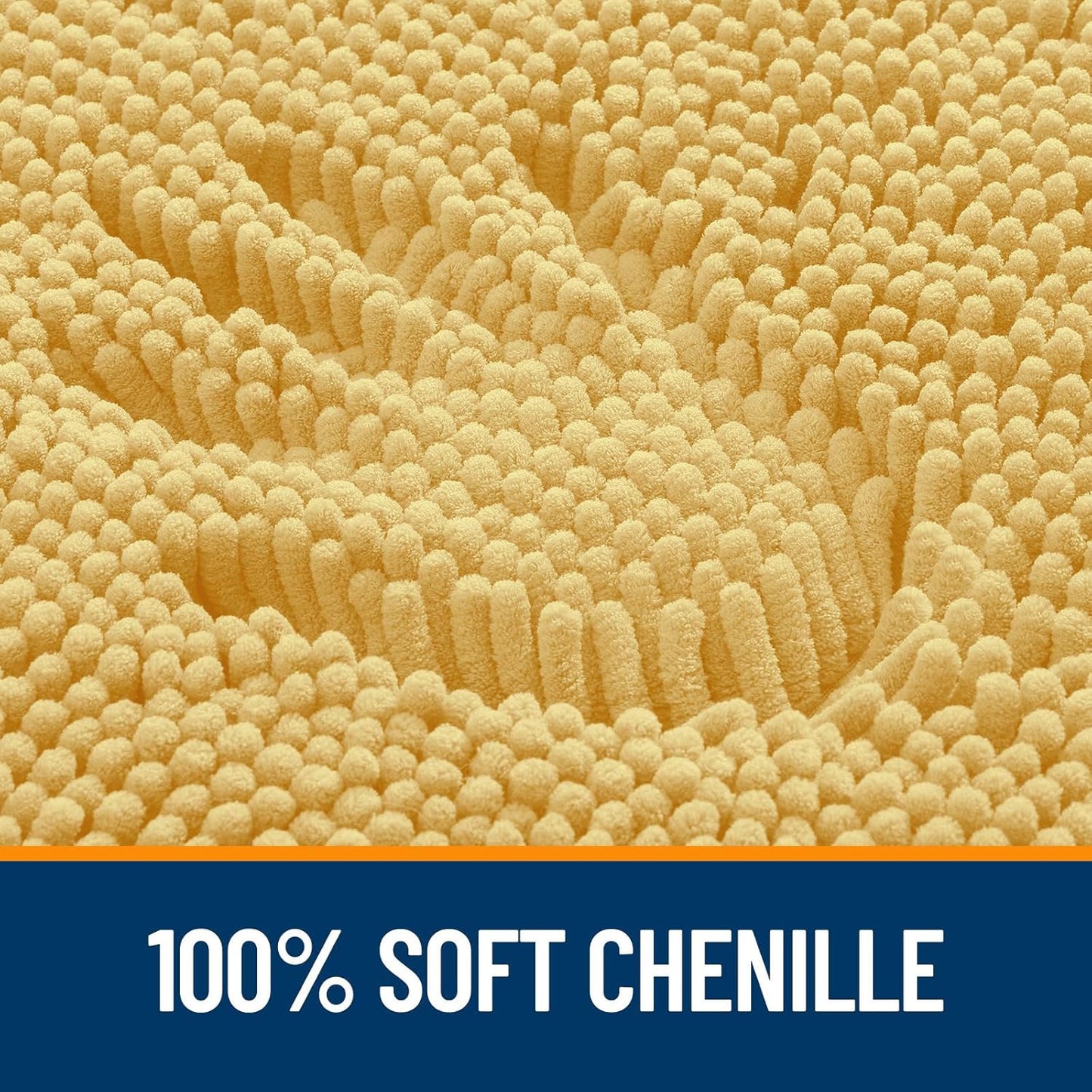 OLANLY Bathroom Rugs 47x24, Extra Soft Absorbent Chenille Bath Rugs, Rubber Backing Quick Dry, Machine Washable Bath Mats for Bathroom Floor, Tub and Shower, Home Decor Accessories, Yellow