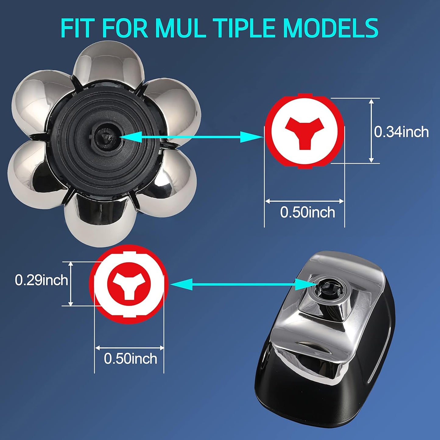 7 Blades Head Men's Electric Shaver Replacement Heads Floating Washable Shaver Replacement Blades for Bald Men (Silvery)