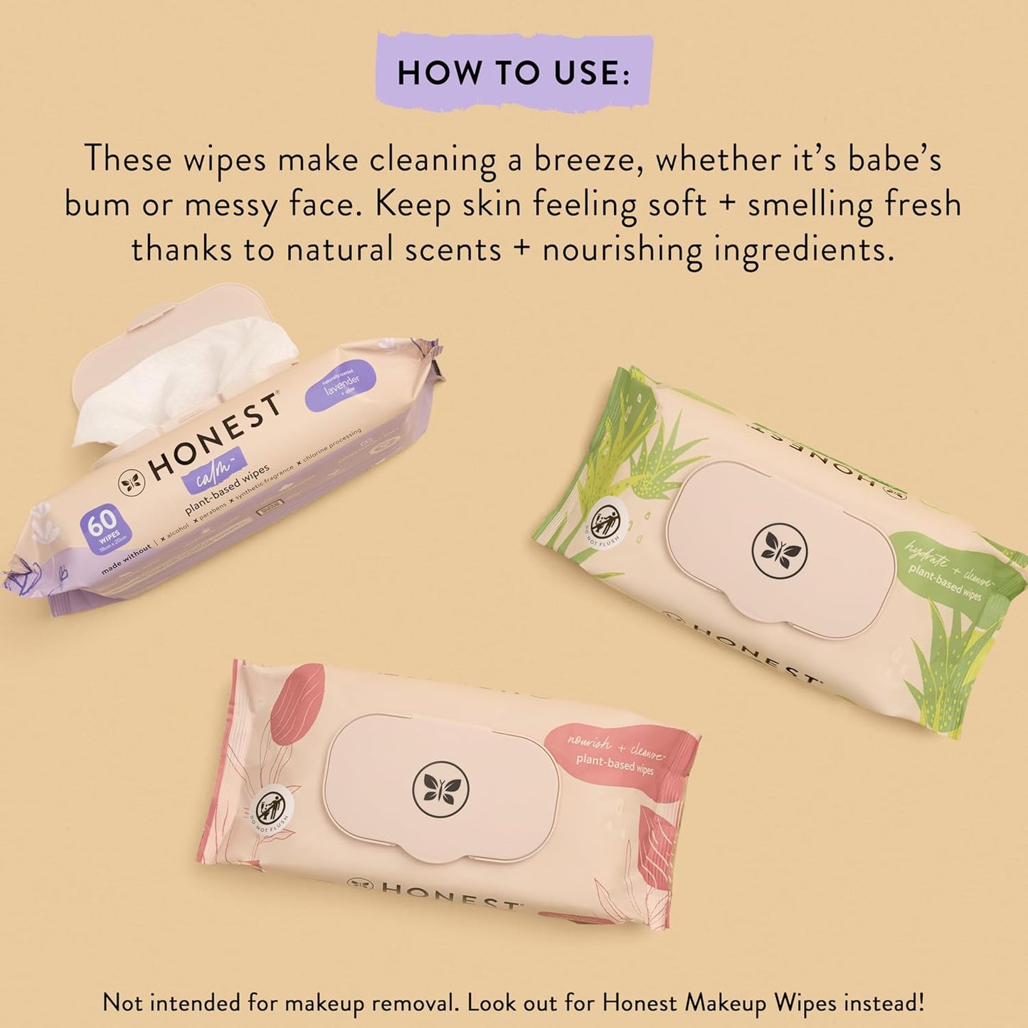 The Honest Company Nourish and Cleanse Naturally Scented Wipes Cleansing Multi-Tasking Wipes 99% Water Plant Based Hypoallergenic Sweet Almond 240 Count