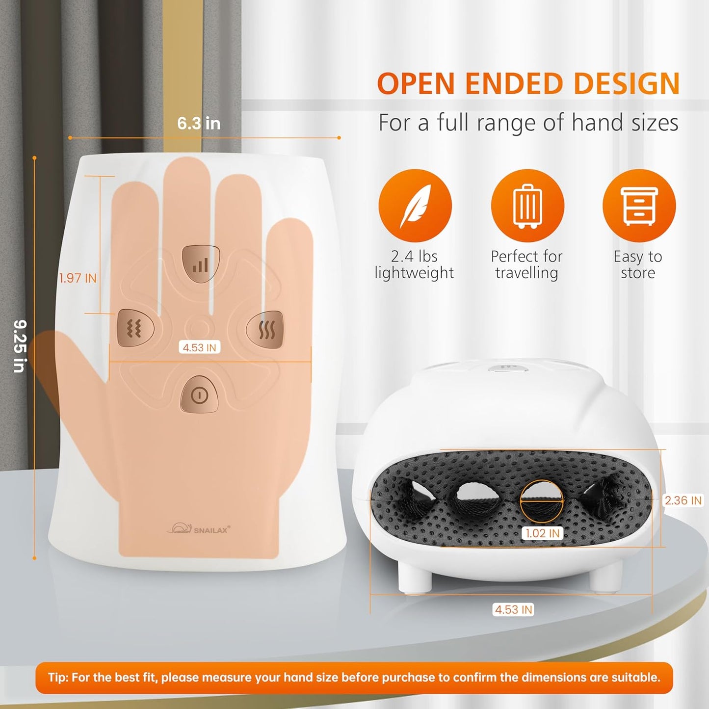 Snailax Hand Massager with Heat and Compression, Vibration, Cordless Hand Massager, 3 Compression Intensities, Rechargeable, Gifts for Women, Men, Mom