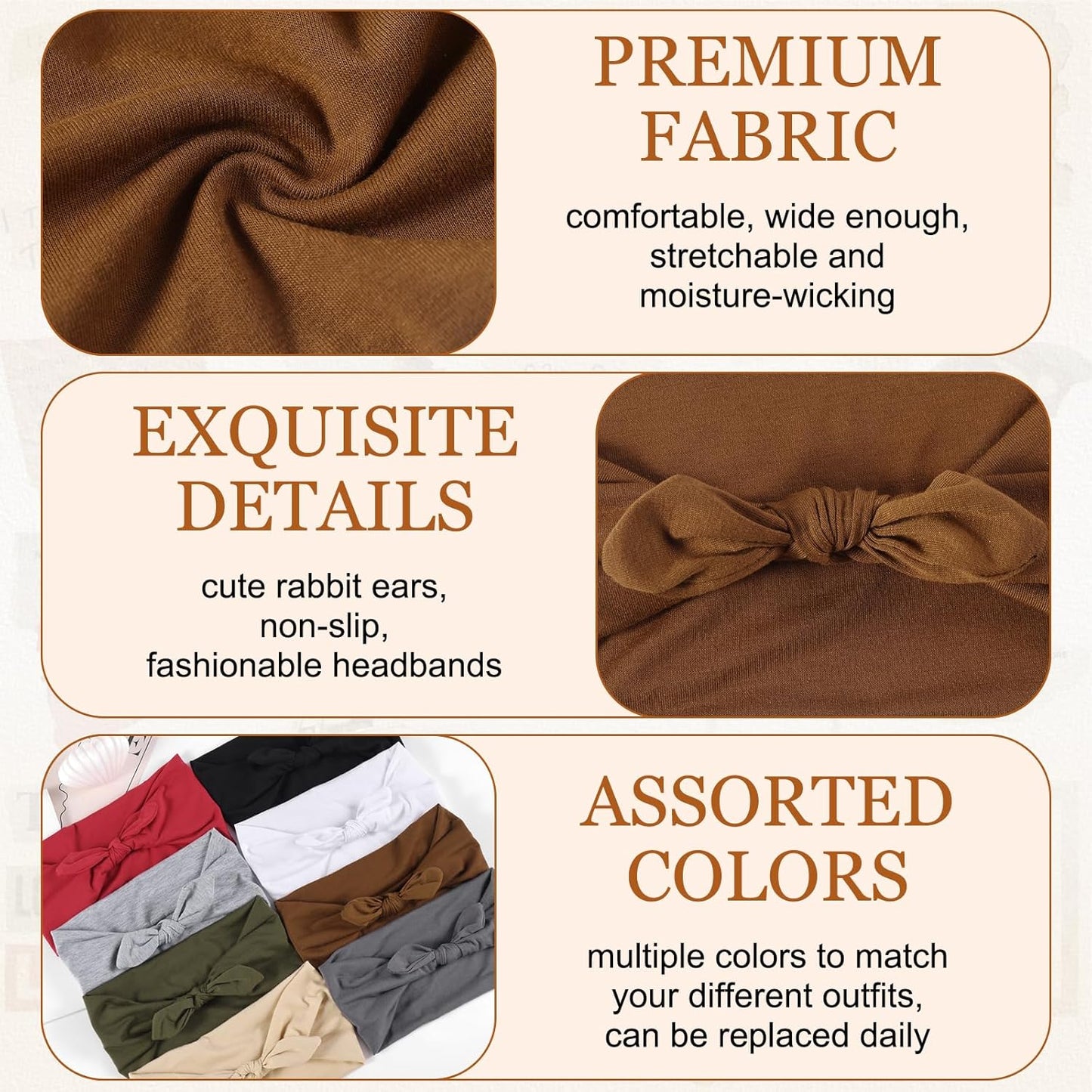 12-Pack Wide Stretch Headbands for Women - Non-Slip Extra Wide Turban Hair Bands for Workout, African Style, Sports & Daily Use (Breathable, All-Day Comfort) Color1 (Color2)