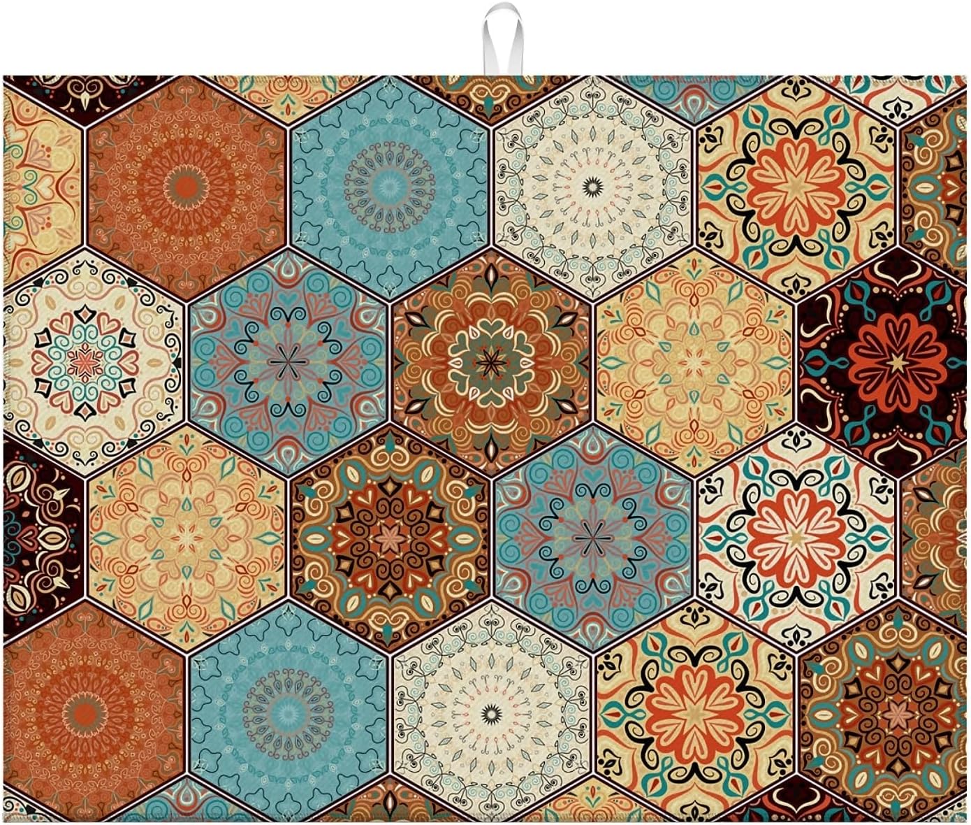 Dish Drying Mat For Kitchen Counter, Personalized Bohemian Microfiber Absorbent Dish Drainer Rack Pad Reusable Large 18x24in Drying Mat