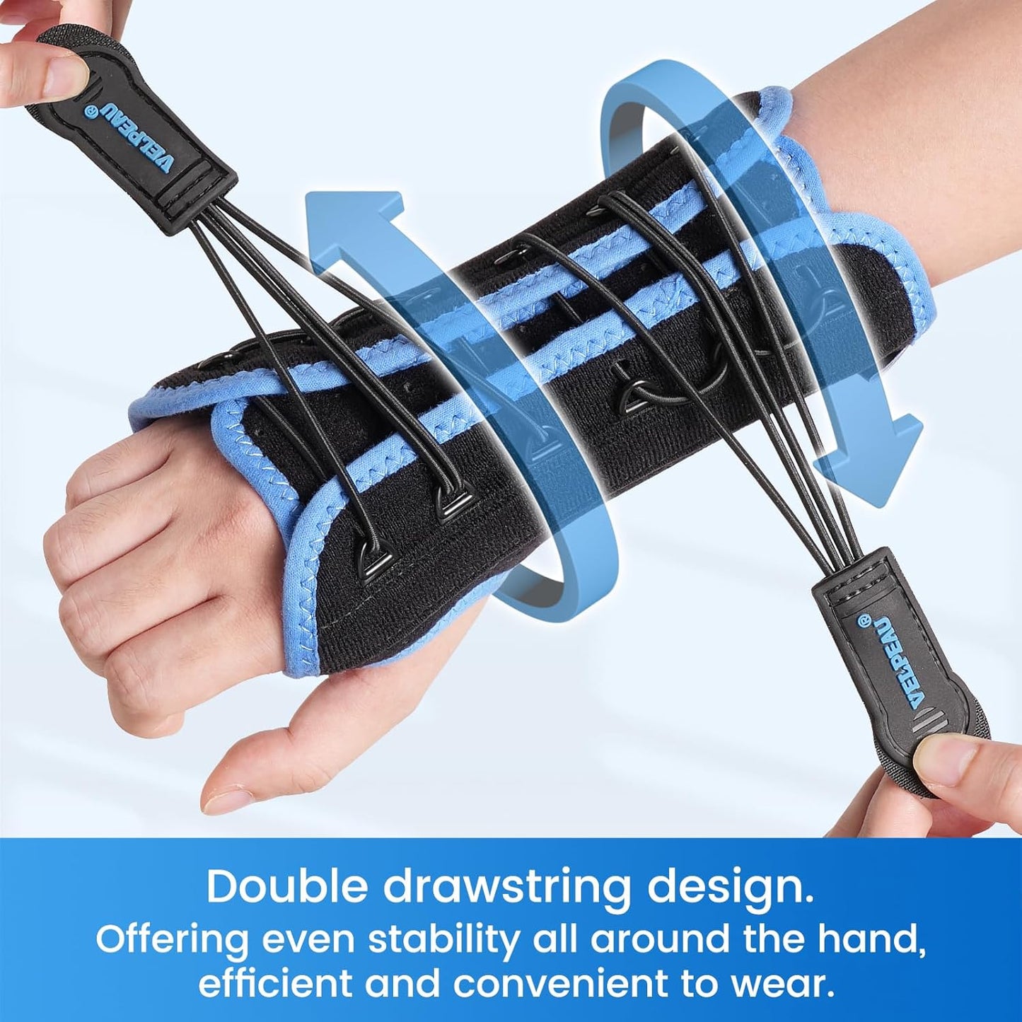 Velpeau Wrist Brace for Carpal Tunnel, Adjustable Elastic Tension Cords with Splints, Night Wrist Support for Arthritis, Tendonitis, Sprain, Injuries, Wrist Pain Relief Women and Men (Right Hand, S)