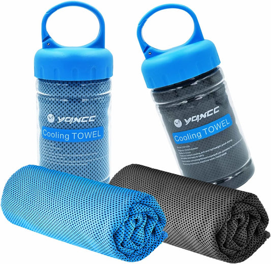 YQXCC Cooling Towel | 2 Pack 47"x12" | Ice Cool for Neck | Soft Breathable Microfiber Chilly | for Yoga, Golf, Gym, Camping, Running, Workout & More Activities