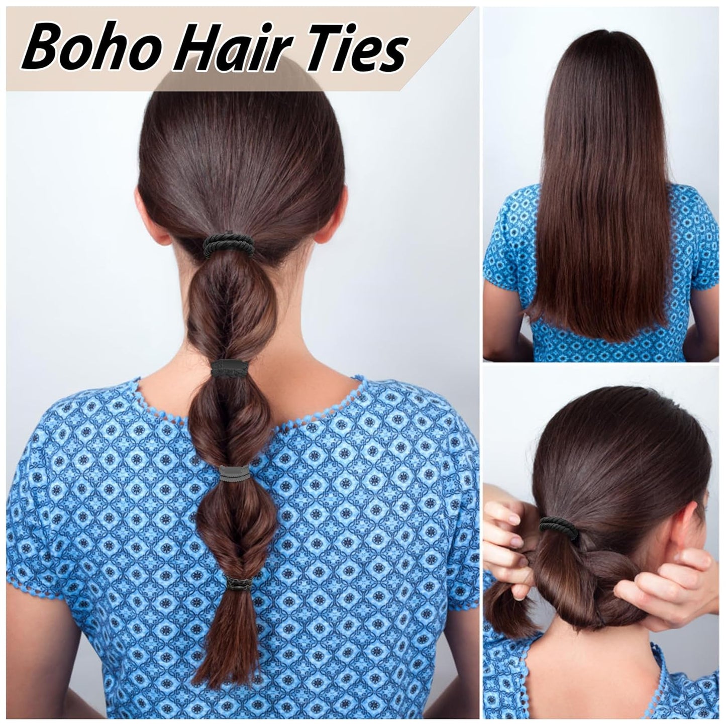 20PCS Boho Hair Accessories, Elastic No-Damage Hair Ties, Cute Bracelets for Women and Girls - All Day Hold for Thick, Thin Hair, and Ponytails