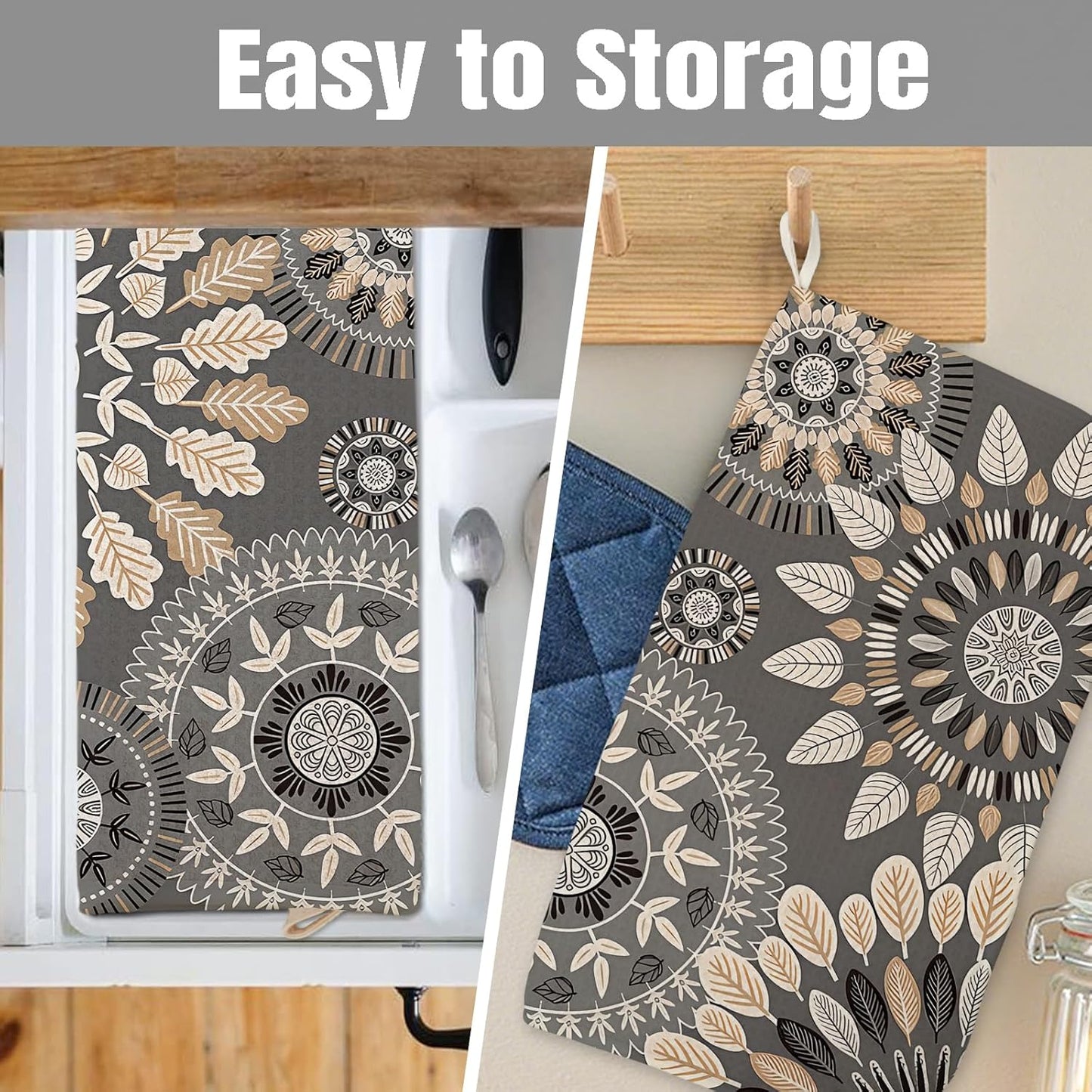 Dish Drying Mat for Kitchen Counter Large 16" x 18" Mandala Absorbent Microfiber Dishes Drainer Rack Mats Pad Reusable Washable