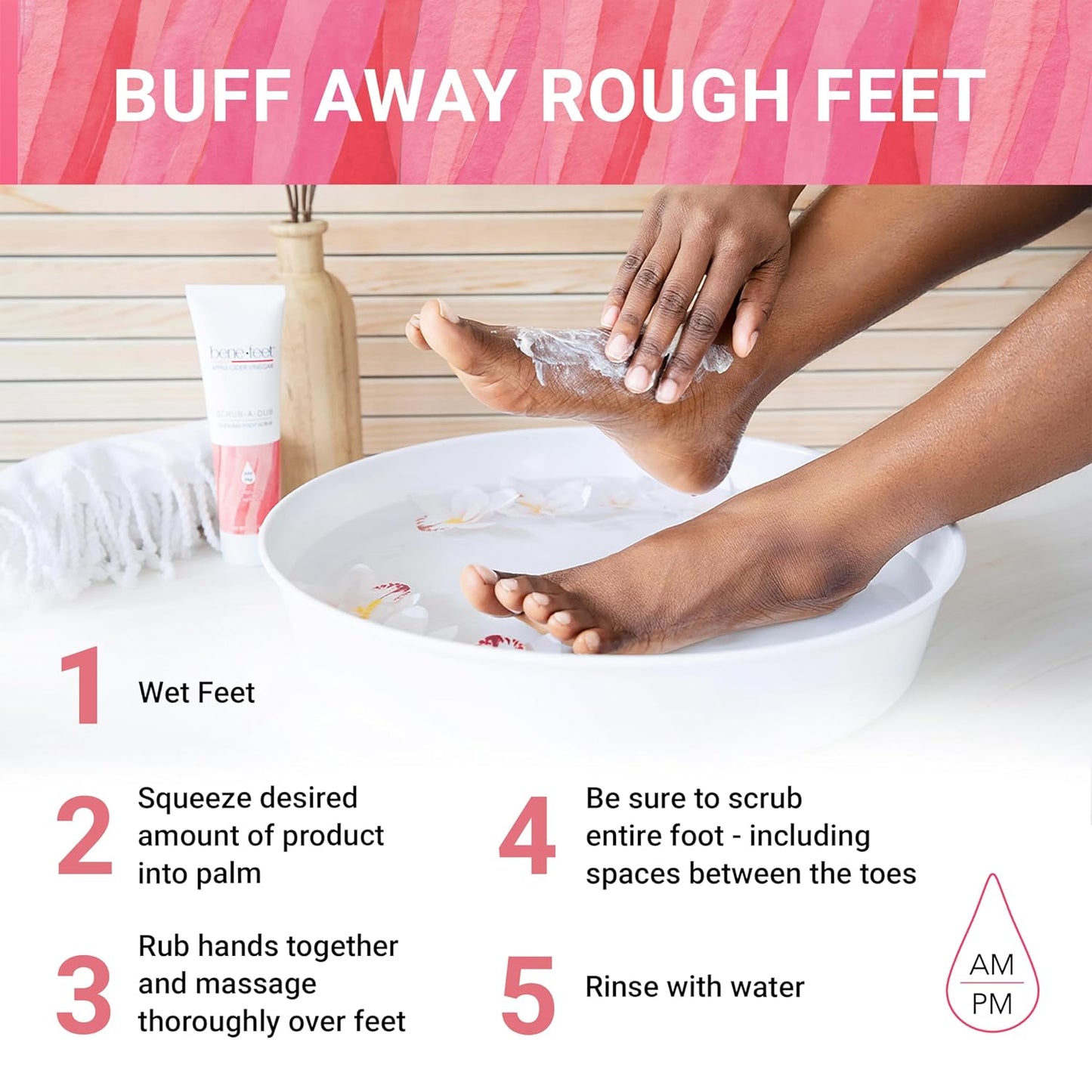 Benefeet Scrub-A-Dub Cooling Foot Scrub - Exfoliates + Refreshes Dry + Dull Skin, Get Smoother Skin from Heel to Toe, Made w/Vitamin E, Apple Cider Vinegar, Walnut Shell + Apricot Seed, 4 oz (3 Pack)