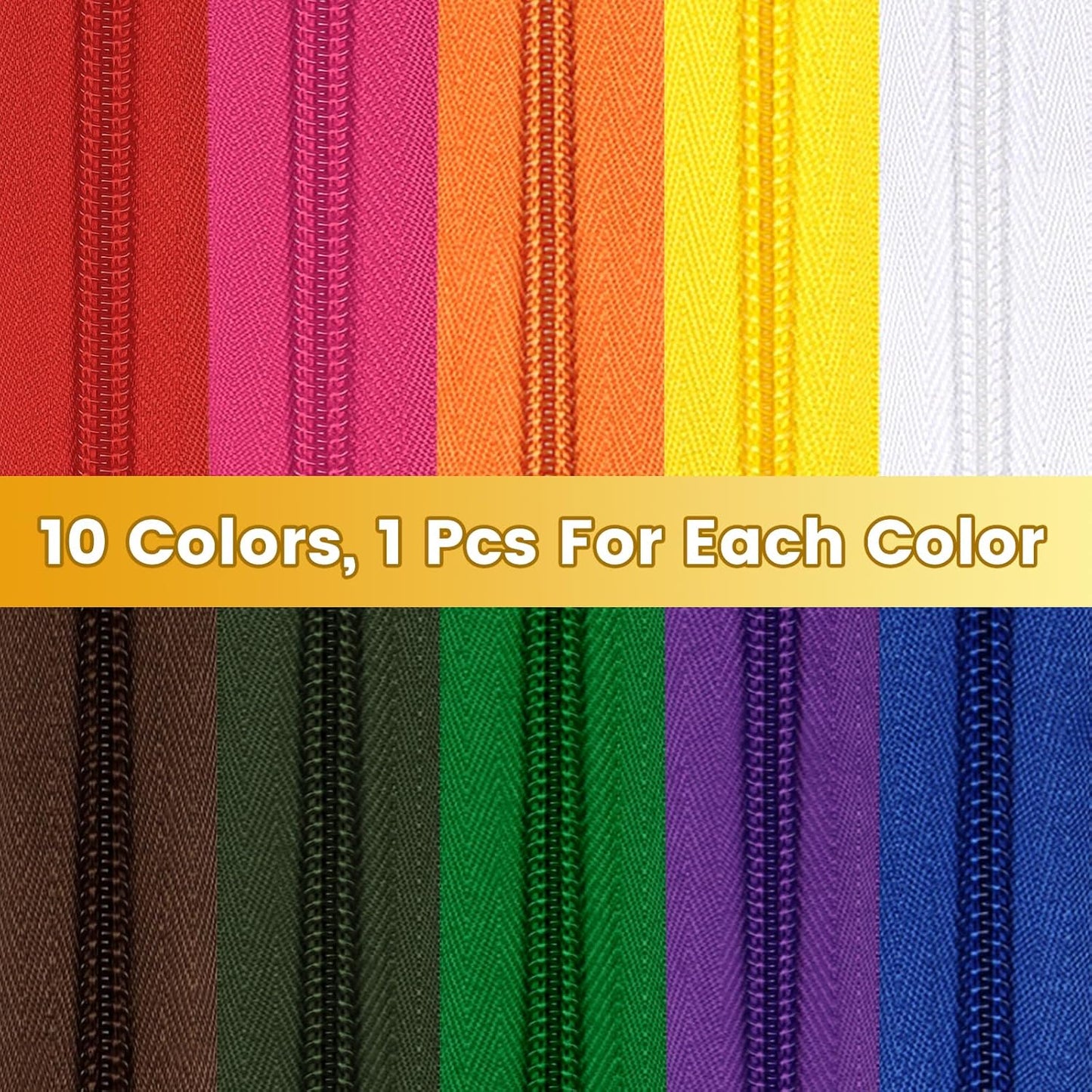 DOITEM 22.2 Yards Zippers 10 Pieces Assorted Colors #5 Nylon Coil Zipper, Sewing Zippers Endless Zips with 40 Pieces Zipper Sliders Zip Heads for DIY Sewing Tailor Craft Supplies