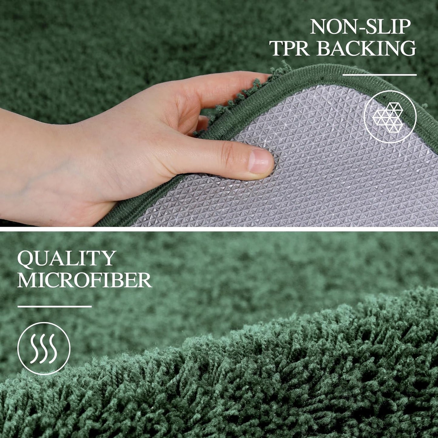 Walensee Large Bathroom Rug (24 x 36, Hunter Green) Extra Soft and Absorbent Shaggy Bath Mat Machine Washable Microfiber Non Slip Luxury Floor Mat