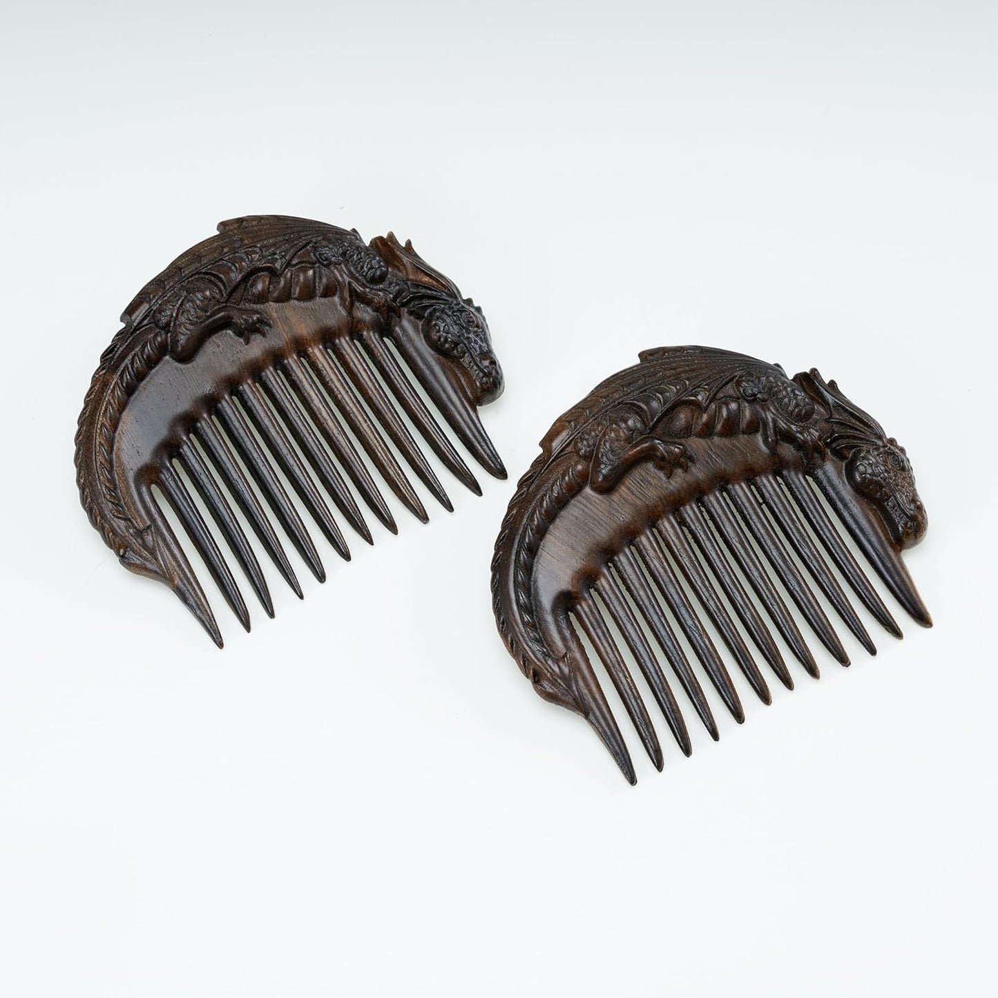 Handicraftviet Hand-Carved Wooden Hair Comb, Wooden Viking Comb for Men's Hair, Beard, and Mustache, Unique for Dad; Viking Gifts for Dad and Grandpa - Dragon comb