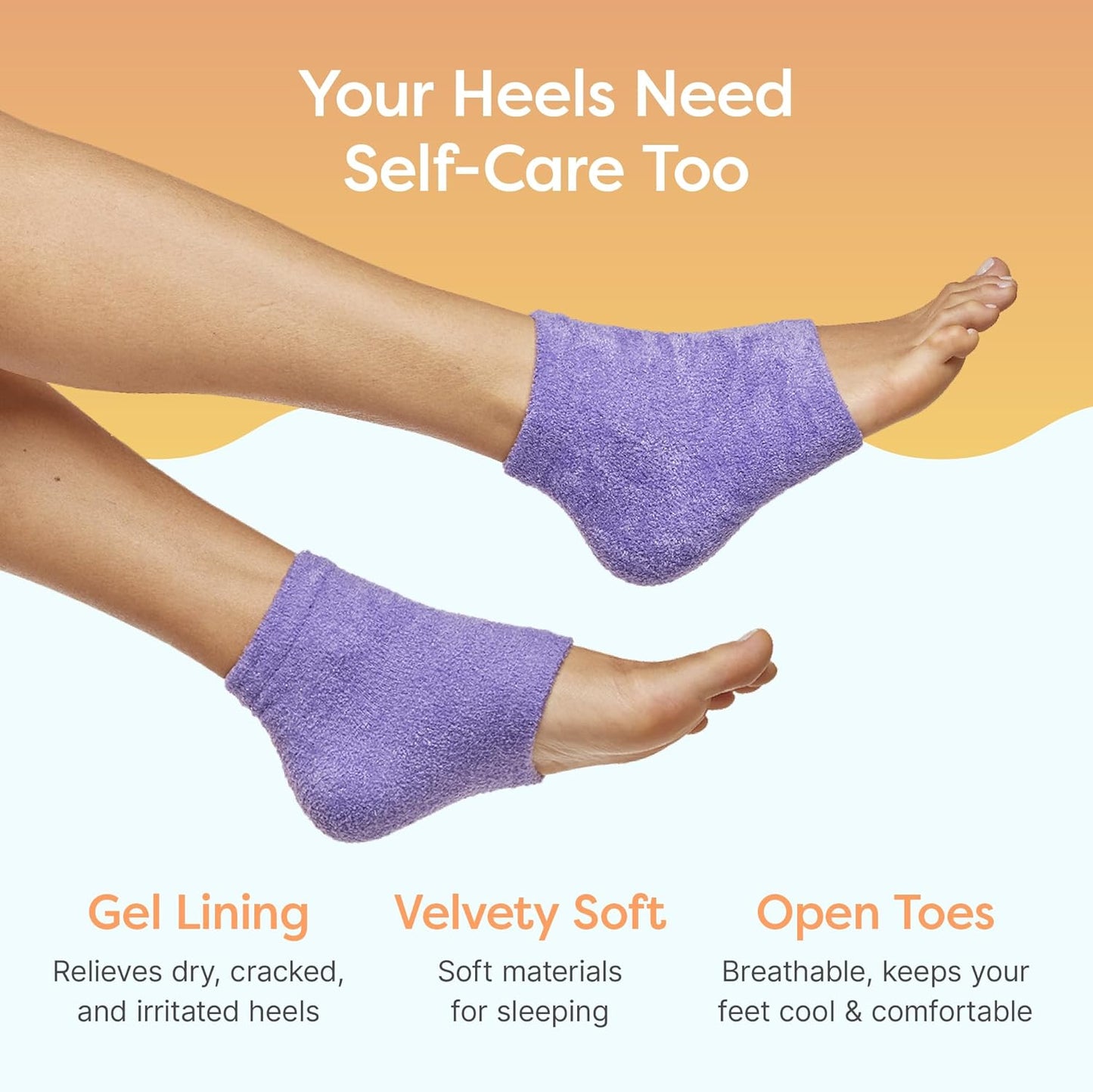 ZenToes Moisturizing Socks for Cracked Heel Treatment - Vitamin E, Olive Oil and Jojoba Oil Infused Heel Socks to Soften and Hydrate (Fuzzy Lilac Purple, Regular)
