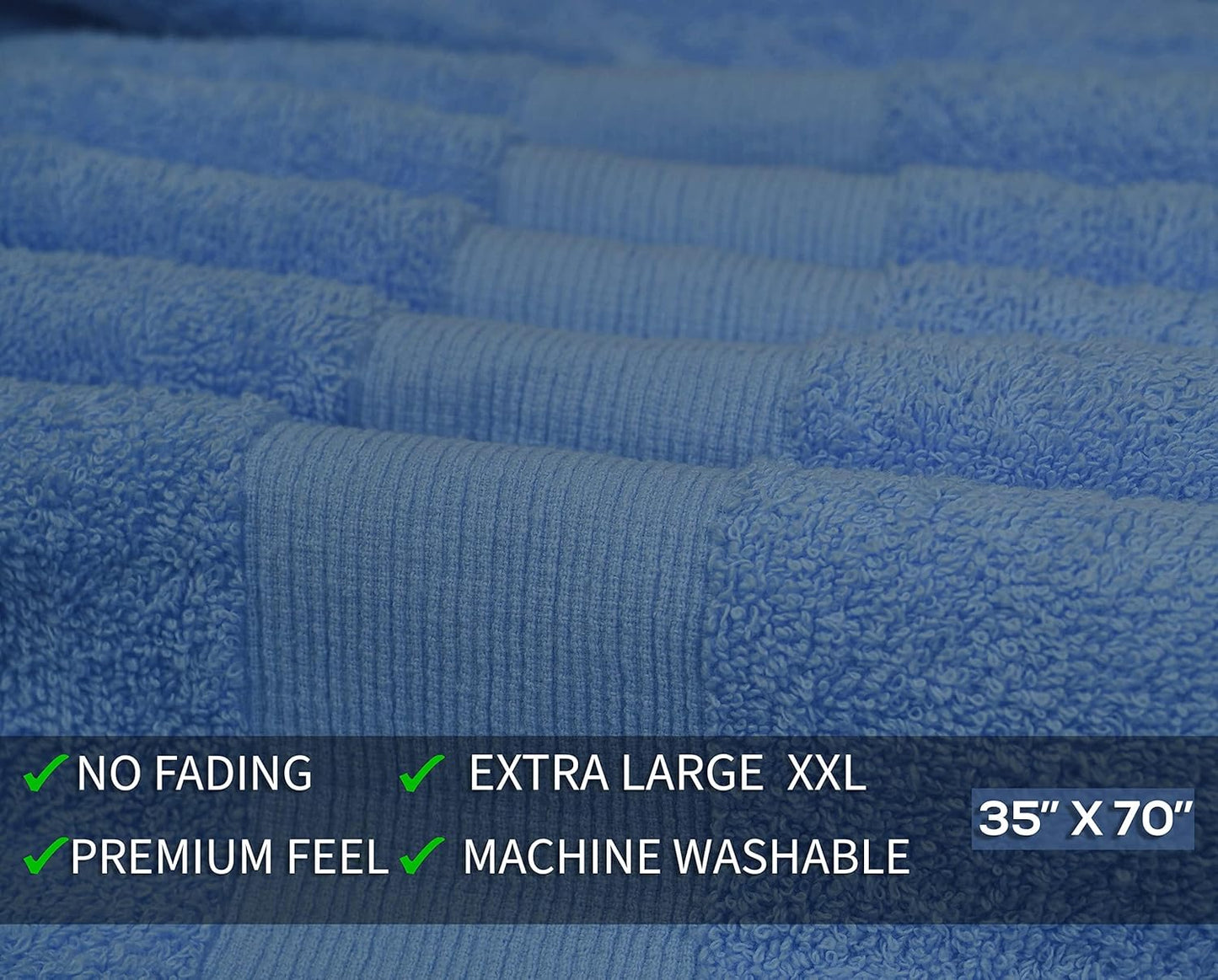 100% Cotton Luxury Bath Sheets - Pack of 2 (35" x 70") | Super Soft, Quick-Dry & Highly Absorbent Towels for Bathroom, Home, Spa & Gym (Sky Blue)