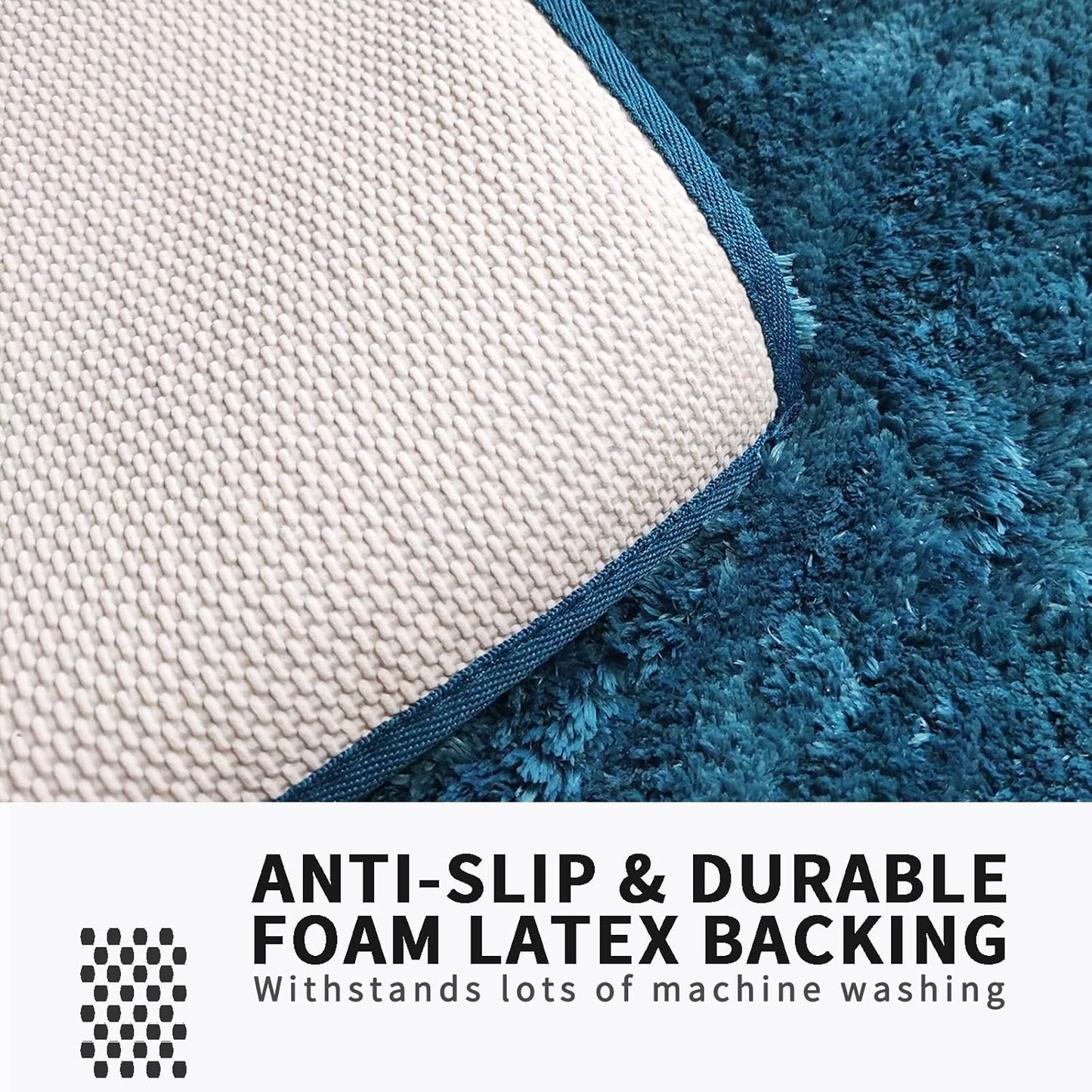 FIFU Bathroom Rugs 20" W x 32" L, Bath Mat for Bathroom, Bedroom, Laundry Room & Kitchen, Non-Slip Rubber Latex Backing, Extra Soft and Absorbent Microfiber Carpet, Machine Washable Rug, Peacock Blue