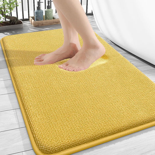OLANLY Thick Memory Foam Bath Mat Rug 30x20, Extra Soft Absorbent Bathroom Rug, Quick Dry Bath Mats, Non-Slip, Machine Washable Carpet for Bathroom, Tub and Shower, Home Decor Accessories, Yellow